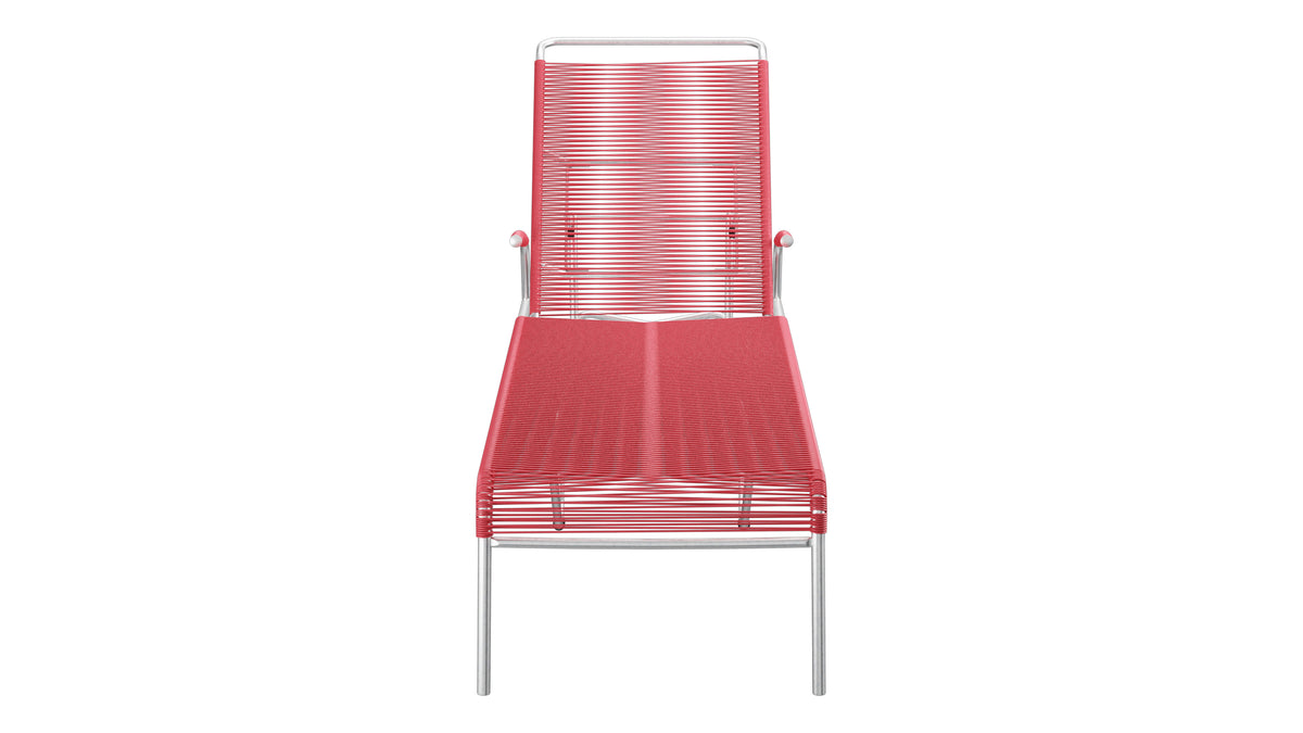 Säntis Spaghetti-Rollenliege in Ahornrot präsentiert im Onlineshop von KAQTU Design AG. Liegestuhl ist von Schaffner