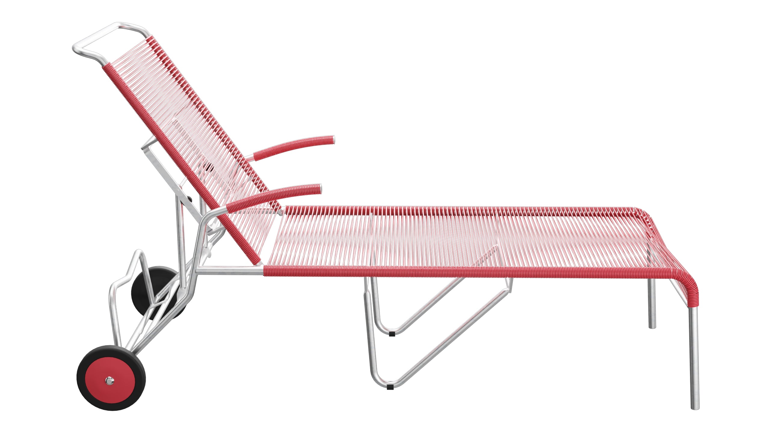 Säntis Spaghetti-Rollenliege in Ahornrot präsentiert im Onlineshop von KAQTU Design AG. Liegestuhl ist von Schaffner