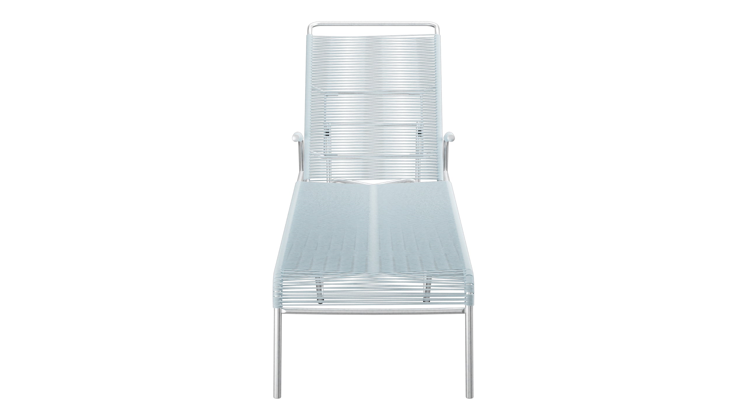 Säntis Spaghetti-Rollenliege in Pastellblau präsentiert im Onlineshop von KAQTU Design AG. Liegestuhl ist von Schaffner