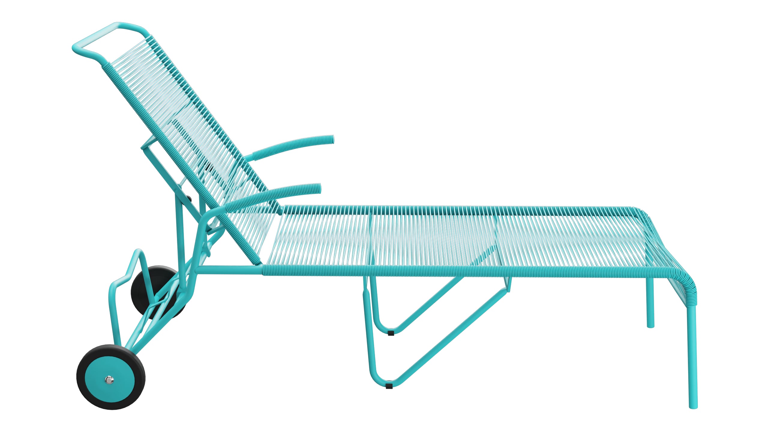 Säntis Spaghetti-Rollenliege in Türkis präsentiert im Onlineshop von KAQTU Design AG. Liegestuhl ist von Schaffner