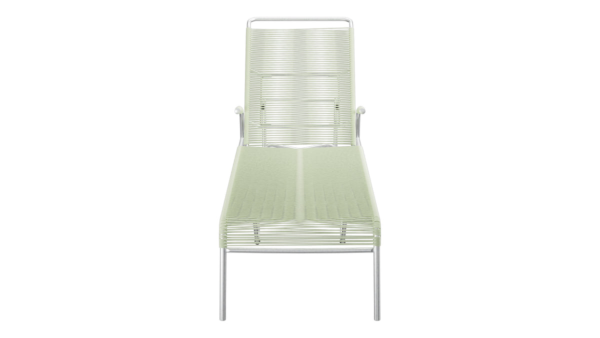 Säntis Spaghetti-Rollenliege in Pastellgrün präsentiert im Onlineshop von KAQTU Design AG. Liegestuhl ist von Schaffner