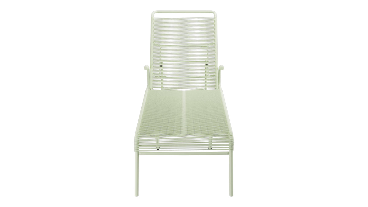 Säntis Spaghetti-Rollenliege in Pastellgrün präsentiert im Onlineshop von KAQTU Design AG. Liegestuhl ist von Schaffner