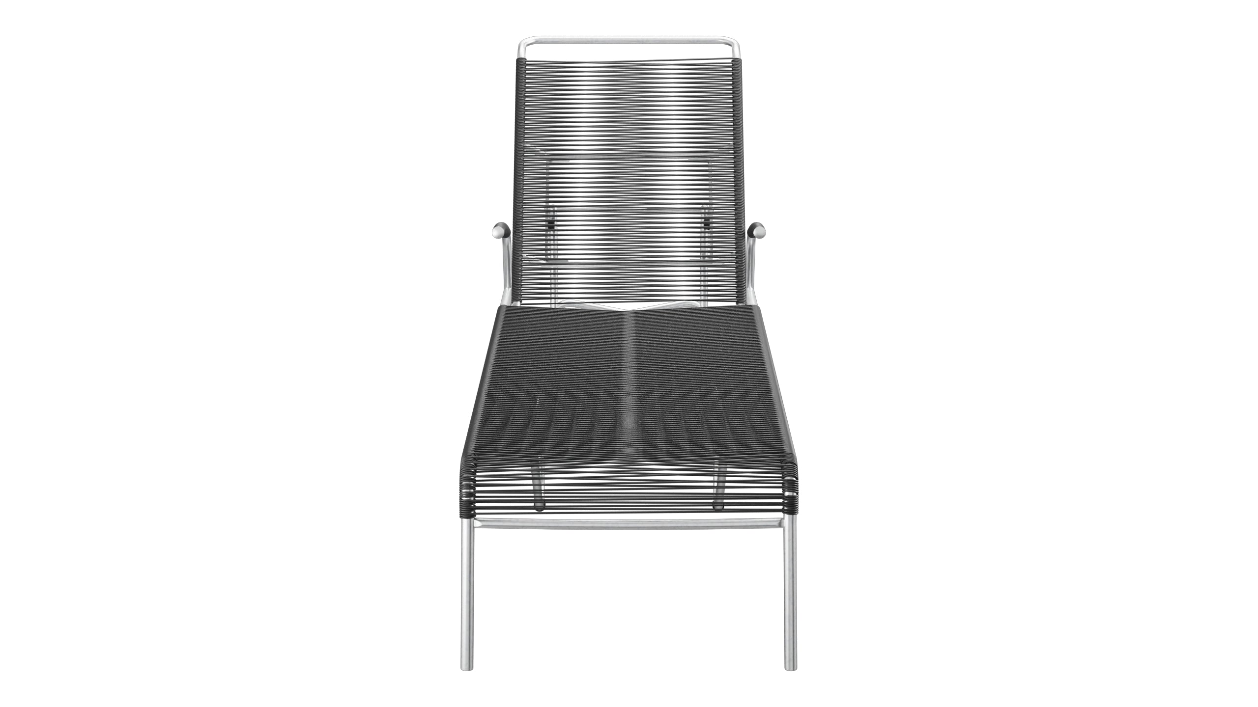 Säntis Spaghetti-Rollenliege in Anthrazit präsentiert im Onlineshop von KAQTU Design AG. Liegestuhl ist von Schaffner