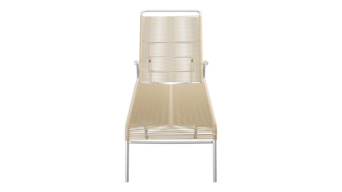 Säntis Spaghetti-Rollenliege in Pastellbraun präsentiert im Onlineshop von KAQTU Design AG. Liegestuhl ist von Schaffner