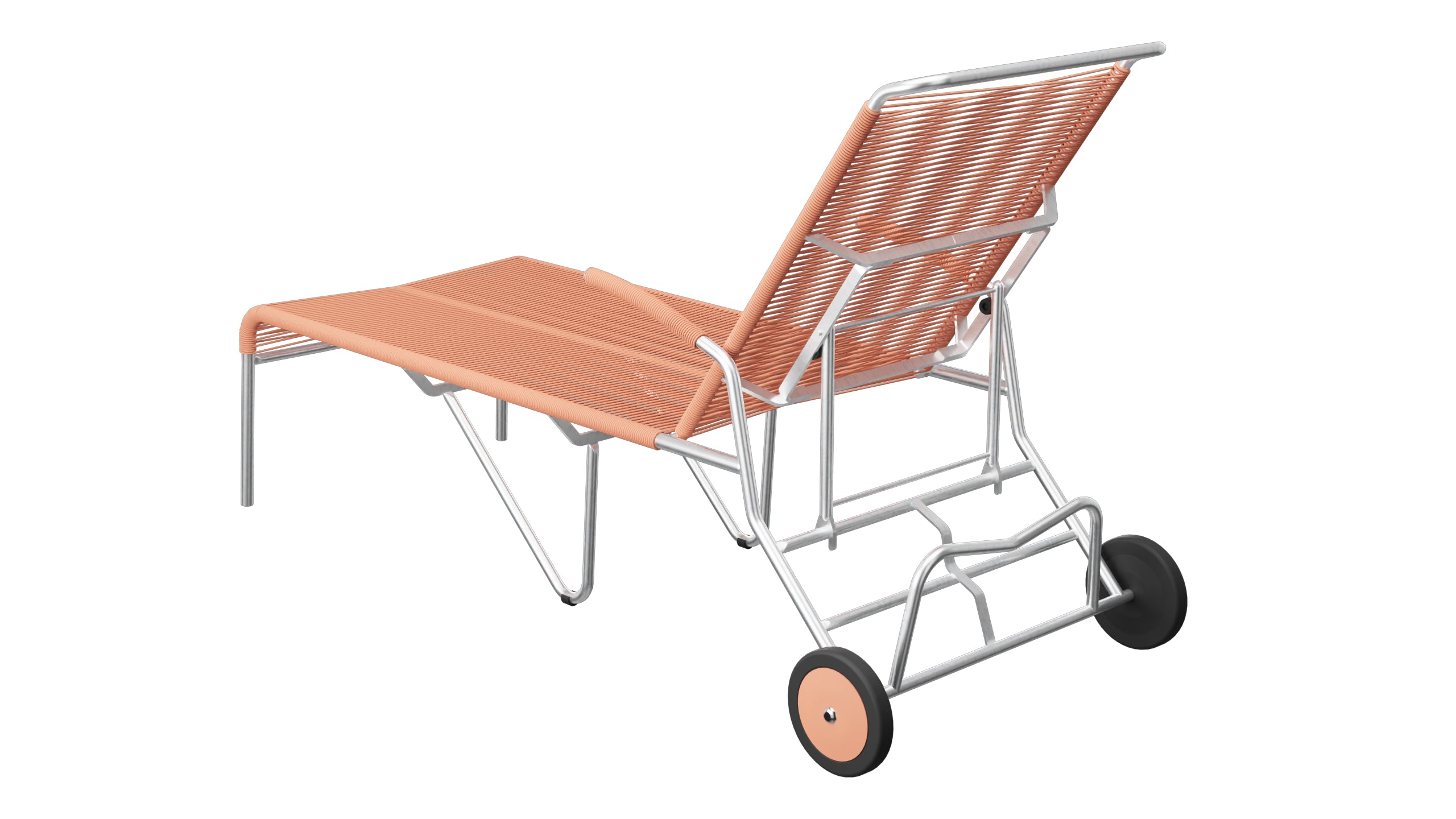 Säntis Spaghetti-Rollenliege in Pastellterracotta präsentiert im Onlineshop von KAQTU Design AG. Liegestuhl ist von Schaffner