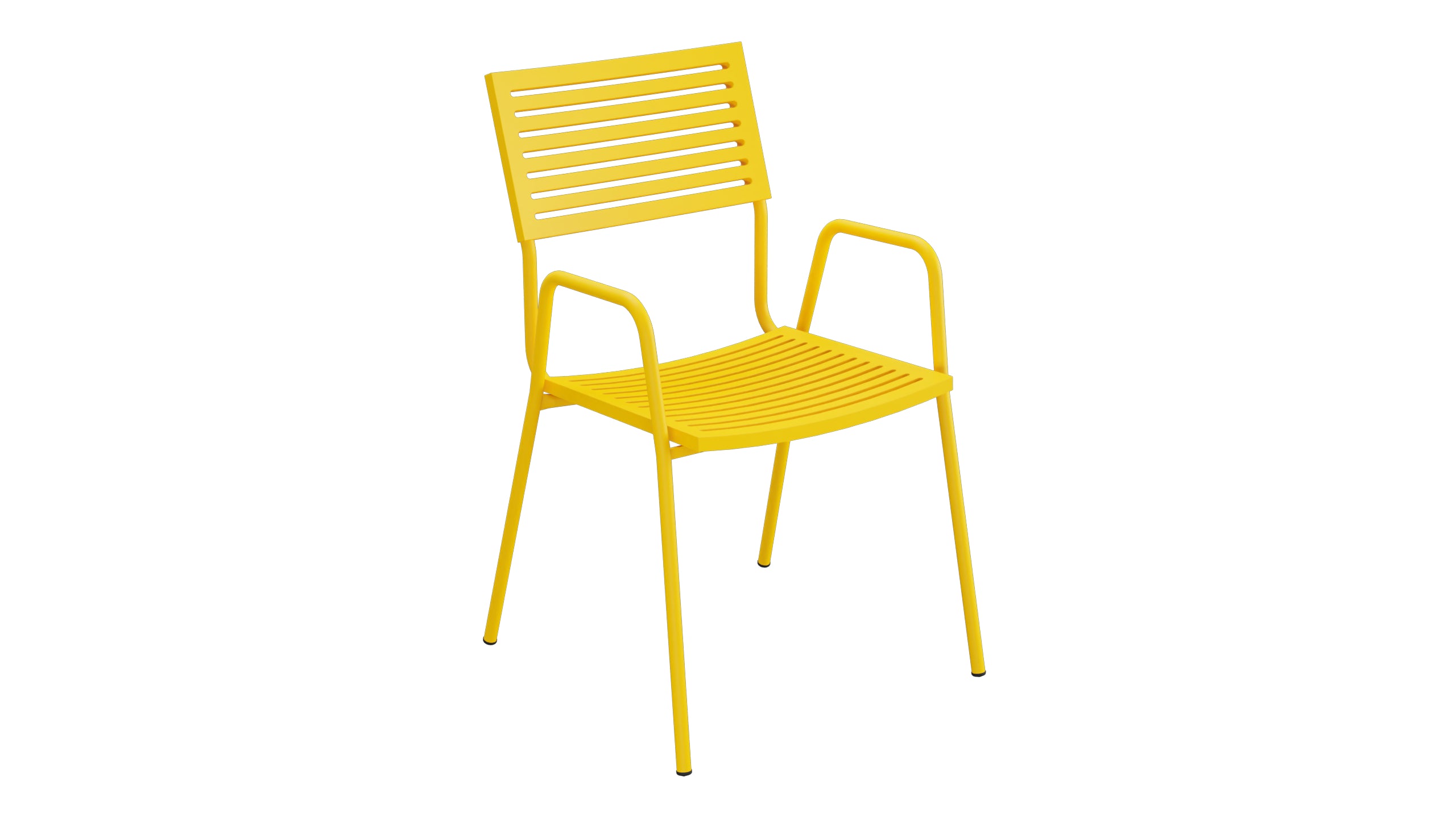 Bodensee Lamello-Gartenstuhl mit Armlehne in Gelb präsentiert im Onlineshop von KAQTU Design AG. Gartenstuhl mit Armlehnen ist von Schaffner