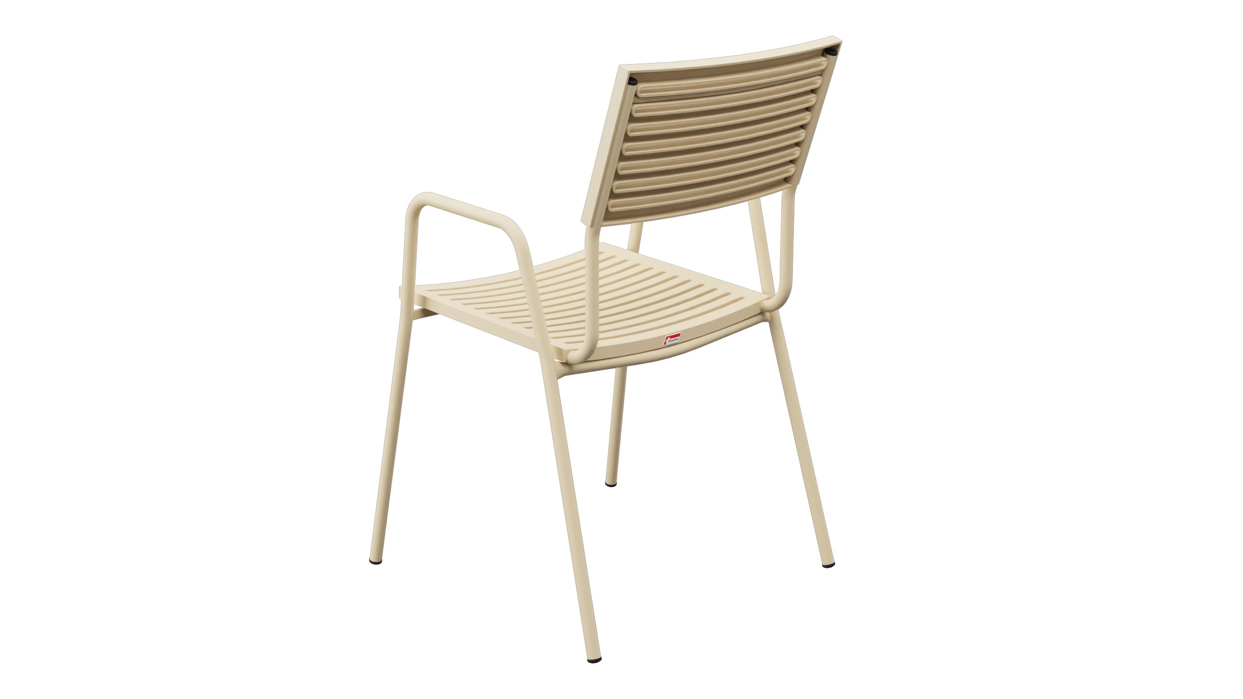 Bodensee Lamello-Gartenstuhl mit Armlehne in Pastellbraun präsentiert im Onlineshop von KAQTU Design AG. Gartenstuhl mit Armlehnen ist von Schaffner