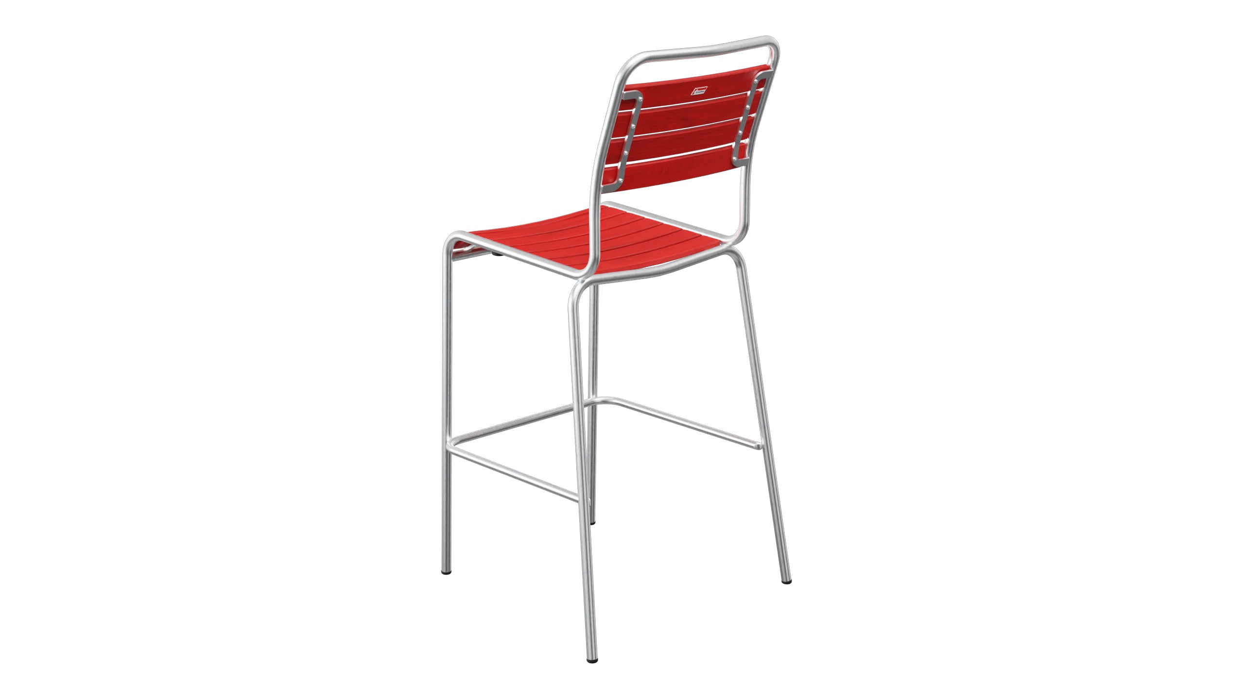 Rigi Holzlatten-Barstuhl ohne Armlehne in Rot präsentiert im Onlineshop von KAQTU Design AG. Outdoor-Barstuhl ist von Schaffner
