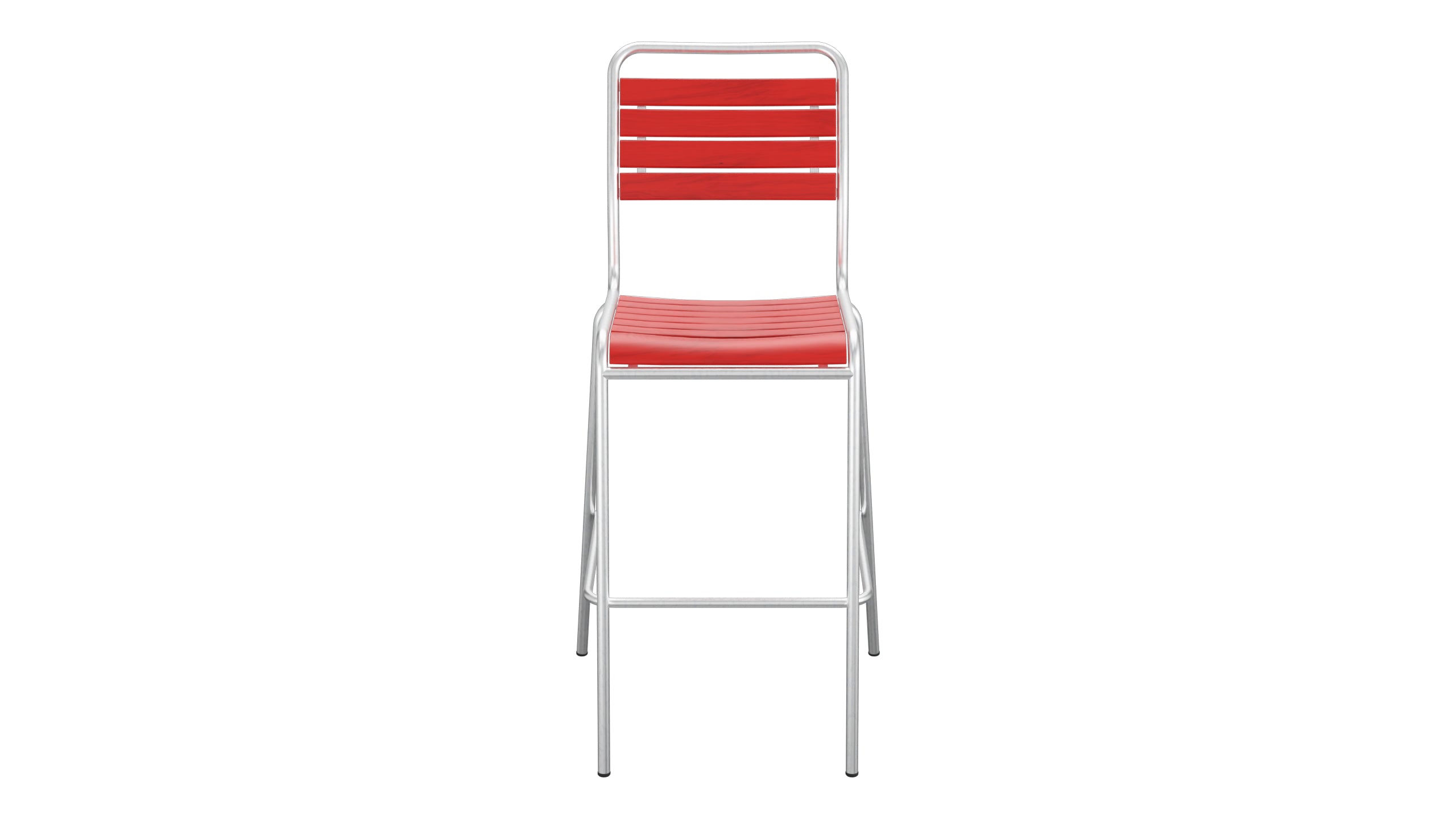 Rigi Holzlatten-Barstuhl ohne Armlehne in Rot präsentiert im Onlineshop von KAQTU Design AG. Outdoor-Barstuhl ist von Schaffner
