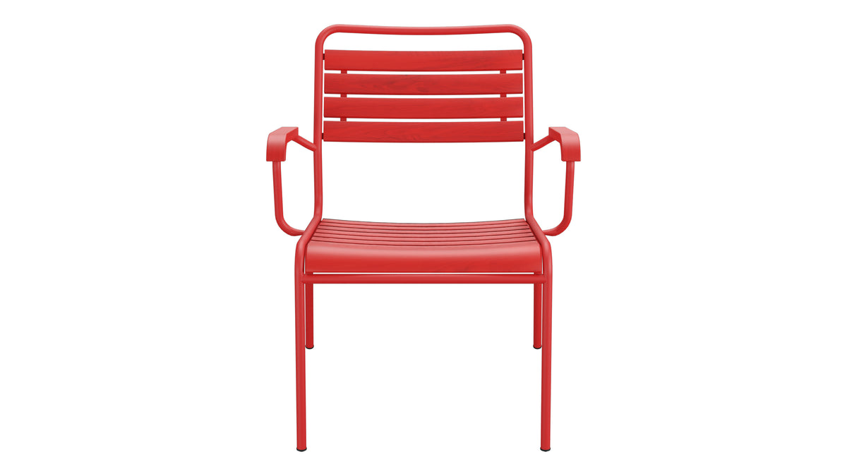 Rigi Holzlatten-Salonsessel  mit Armlehne in Rot präsentiert im Onlineshop von KAQTU Design AG. Outdoor-Sessel mit Armlehnen ist von Schaffner