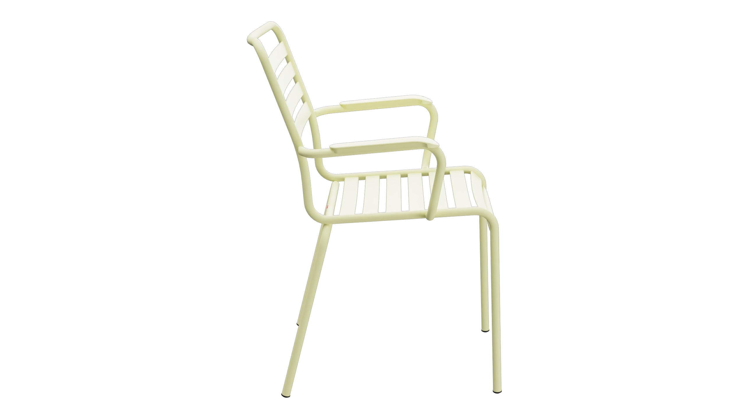 Rigi Lättli-Gartenstuhl mit Armlehne in Buchsbaumgelb präsentiert im Onlineshop von KAQTU Design AG. Gartenstuhl mit Armlehnen ist von Schaffner