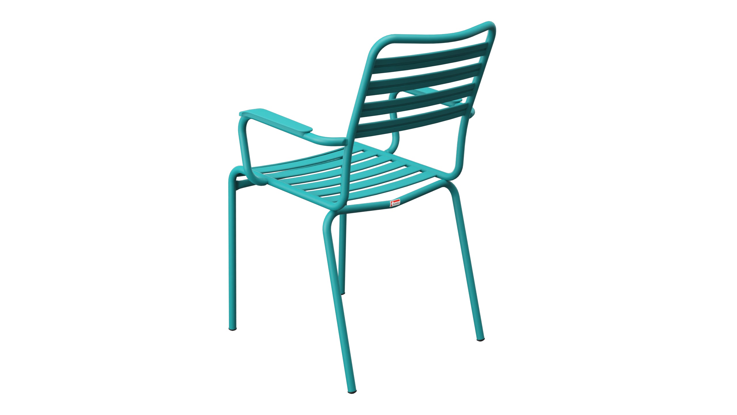 Rigi Lättli-Gartenstuhl mit Armlehne in Kaliblau präsentiert im Onlineshop von KAQTU Design AG. Gartenstuhl mit Armlehnen ist von Schaffner