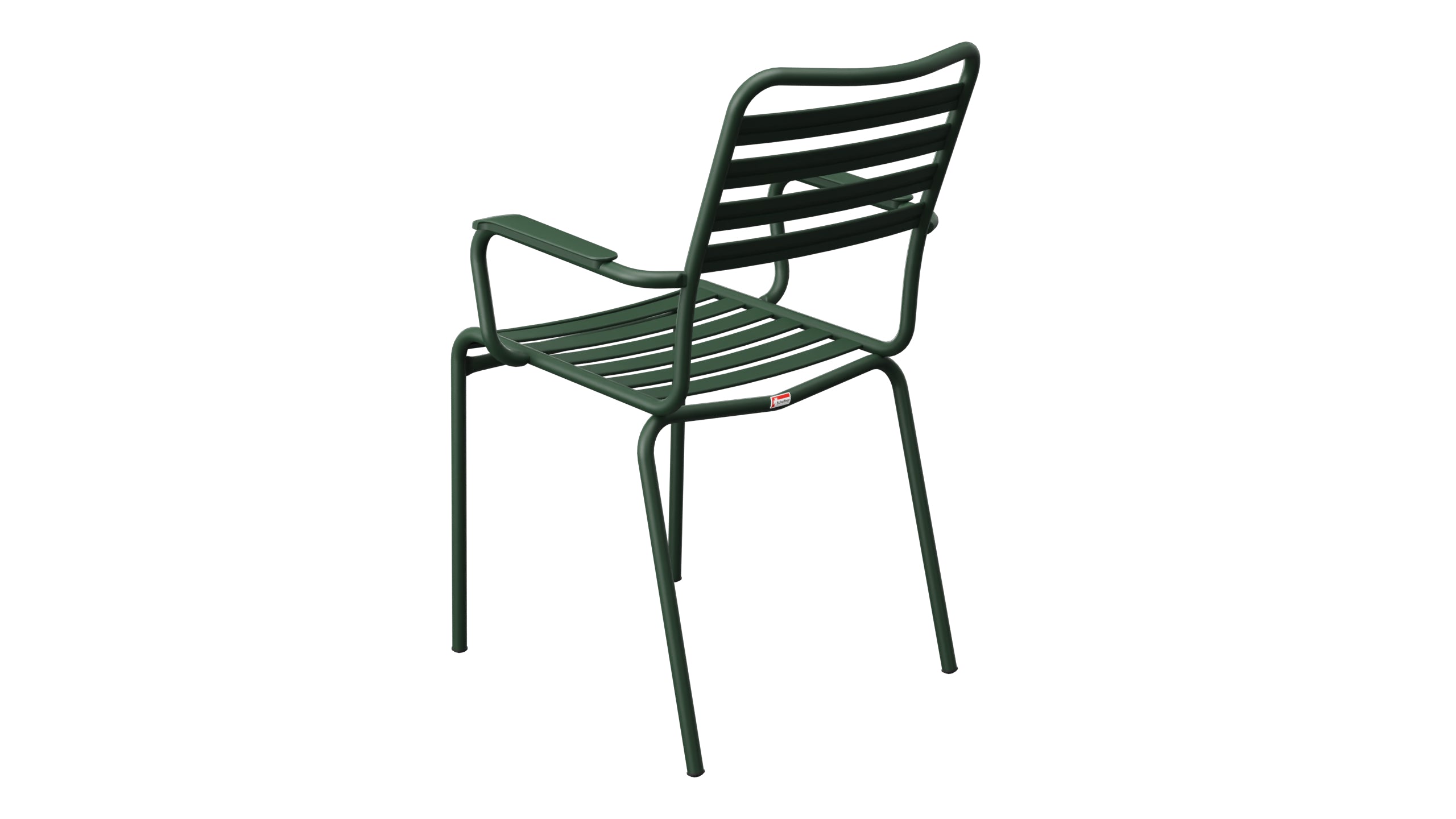 Rigi Lättli-Gartenstuhl mit Armlehne in Tannengrün präsentiert im Onlineshop von KAQTU Design AG. Gartenstuhl mit Armlehnen ist von Schaffner