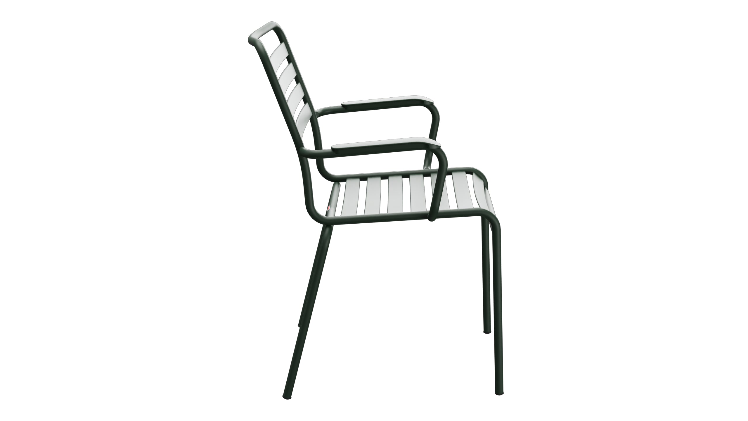 Rigi Lättli-Gartenstuhl mit Armlehne in Tannengrün präsentiert im Onlineshop von KAQTU Design AG. Gartenstuhl mit Armlehnen ist von Schaffner