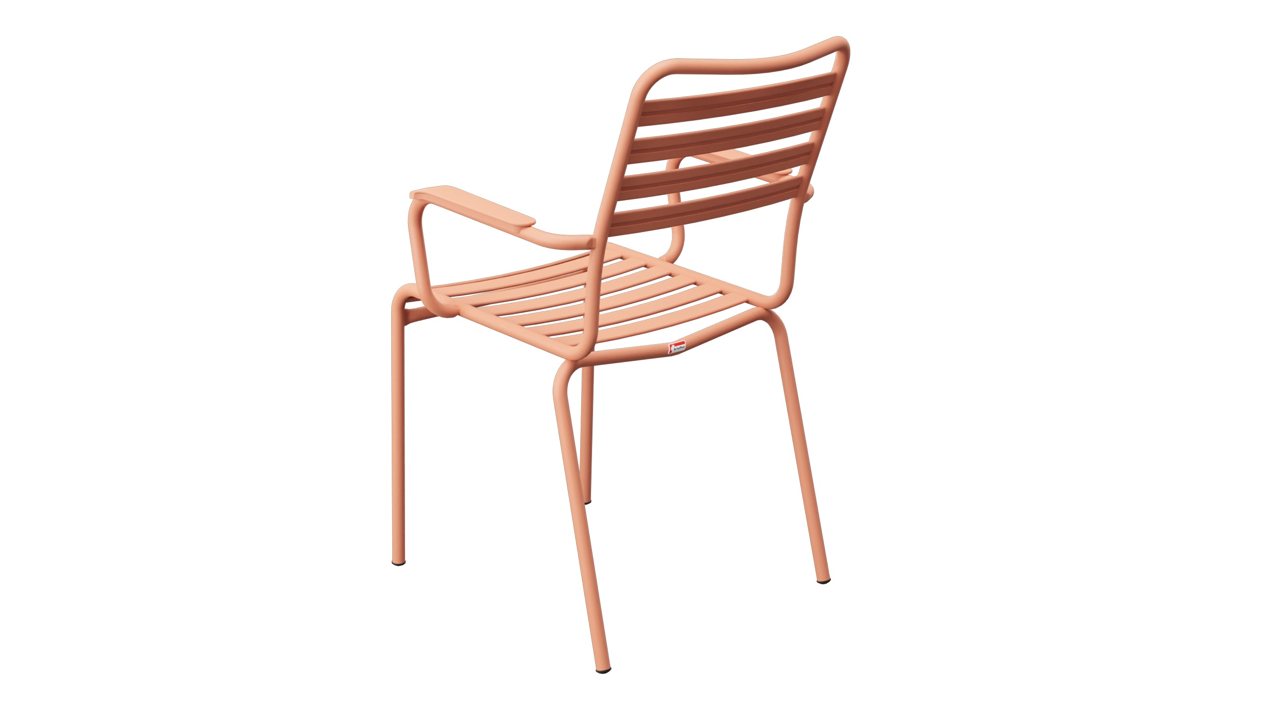 Rigi Lättli-Gartenstuhl mit Armlehne in Pastellterracotta präsentiert im Onlineshop von KAQTU Design AG. Gartenstuhl mit Armlehnen ist von Schaffner