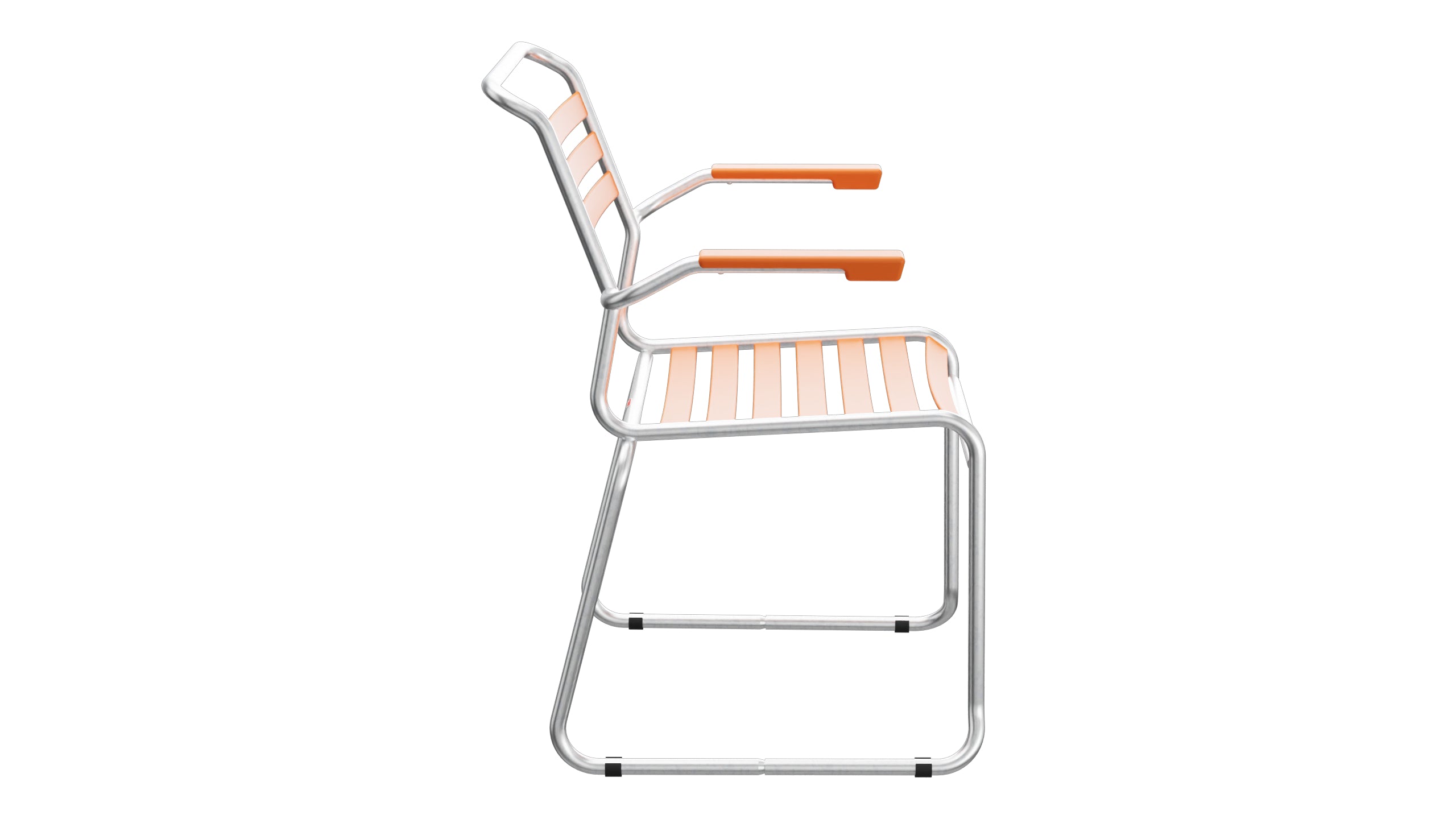Säntis Lättli-Gartenstuhl mit Armlehne Kufen in Orange präsentiert im Onlineshop von KAQTU Design AG. Gartenstuhl mit Armlehnen ist von Schaffner