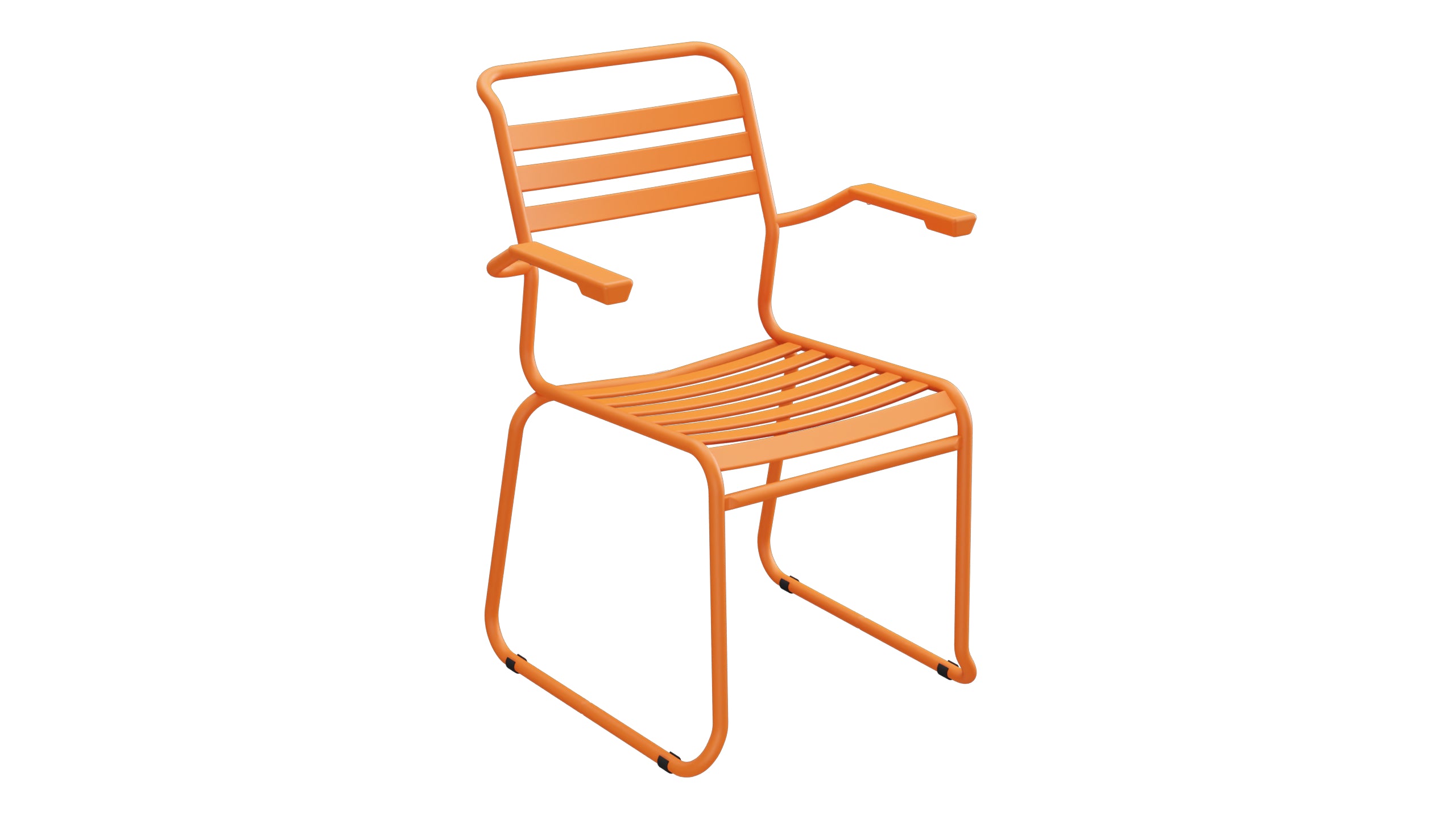 Säntis Lättli-Gartenstuhl mit Armlehne Kufen in Orange präsentiert im Onlineshop von KAQTU Design AG. Gartenstuhl mit Armlehnen ist von Schaffner