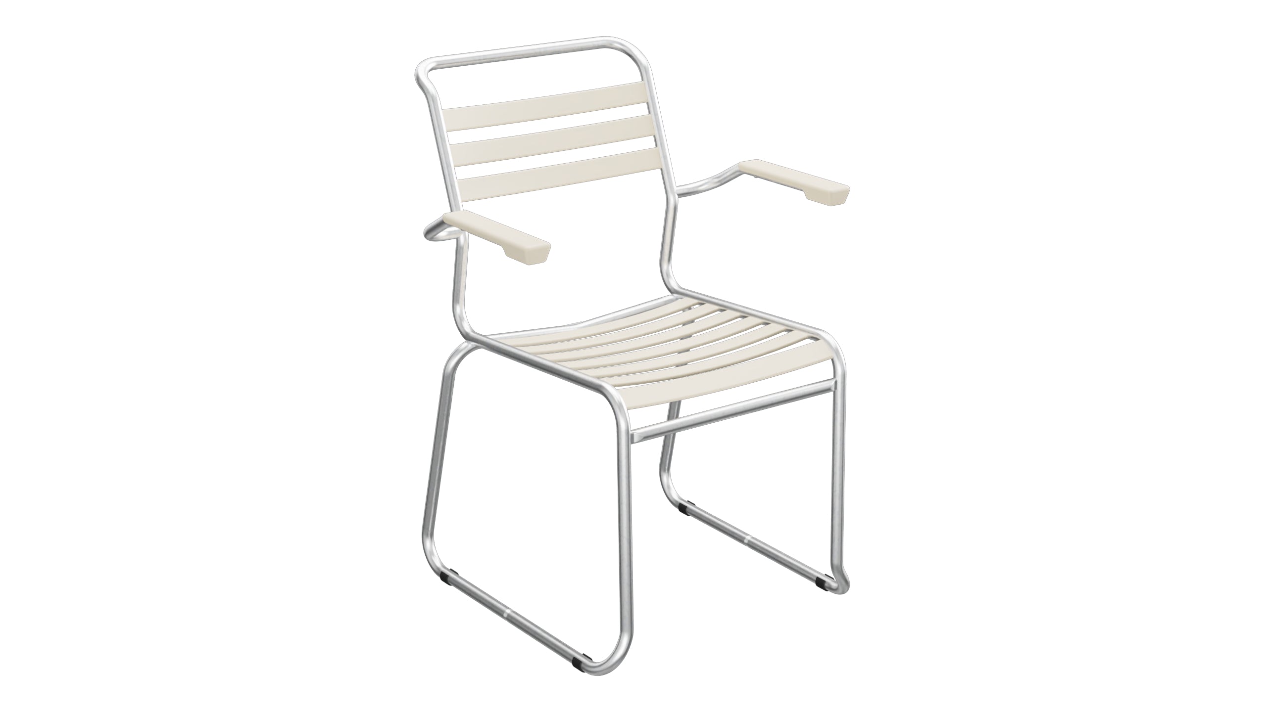 Säntis Lättli-Gartenstuhl mit Armlehne Kufen in Pastellsand präsentiert im Onlineshop von KAQTU Design AG. Gartenstuhl mit Armlehnen ist von Schaffner