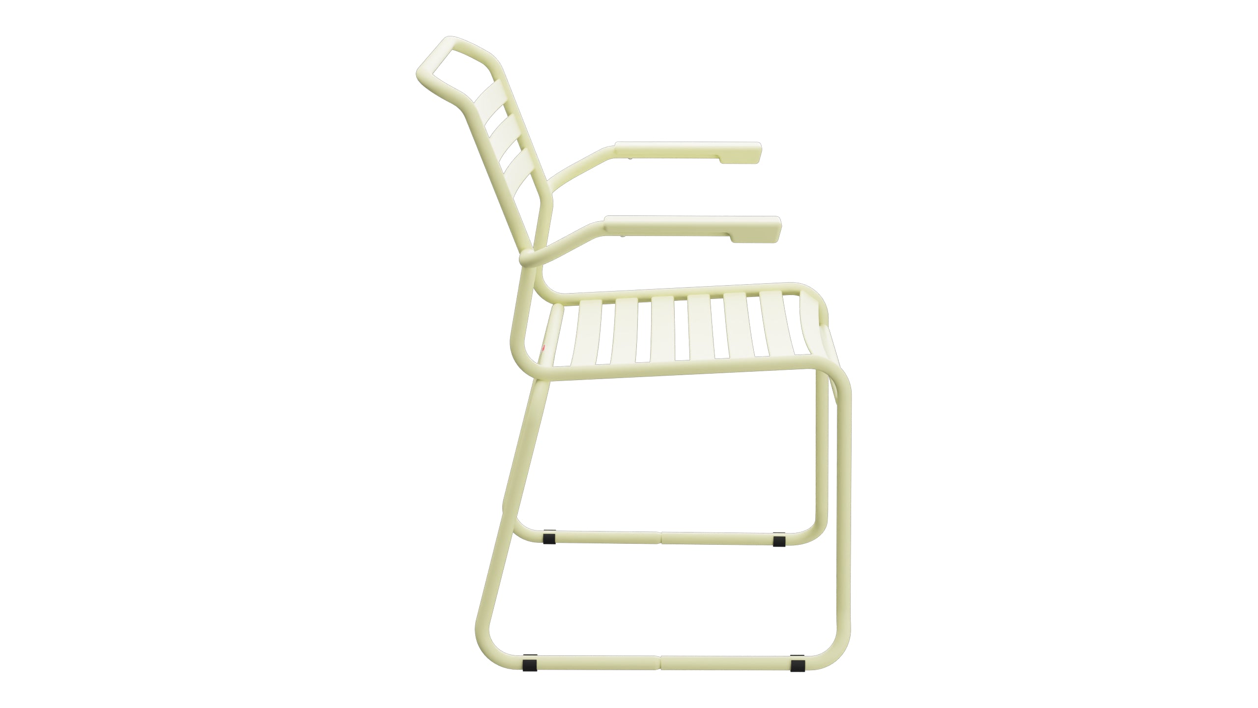 Säntis Lättli-Gartenstuhl mit Armlehne Kufen in Buchsbaumgelb präsentiert im Onlineshop von KAQTU Design AG. Gartenstuhl mit Armlehnen ist von Schaffner