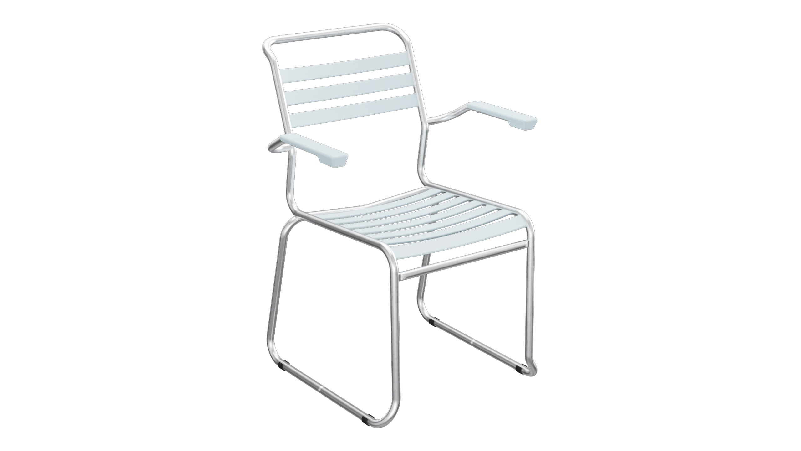 Säntis Lättli-Gartenstuhl mit Armlehne Kufen in Pastellblau präsentiert im Onlineshop von KAQTU Design AG. Gartenstuhl mit Armlehnen ist von Schaffner