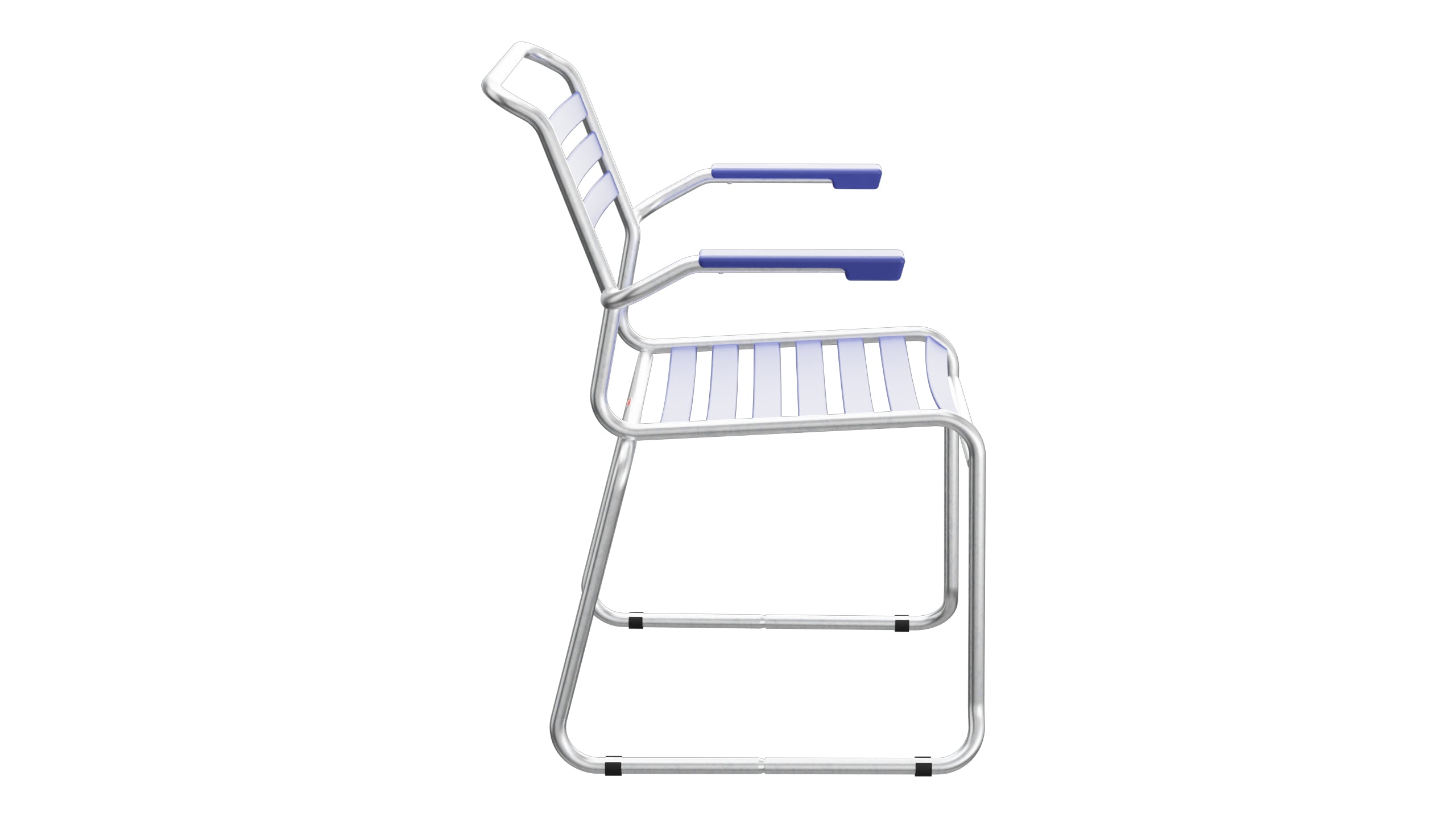 Säntis Lättli-Gartenstuhl mit Armlehne Kufen in Blau präsentiert im Onlineshop von KAQTU Design AG. Gartenstuhl mit Armlehnen ist von Schaffner