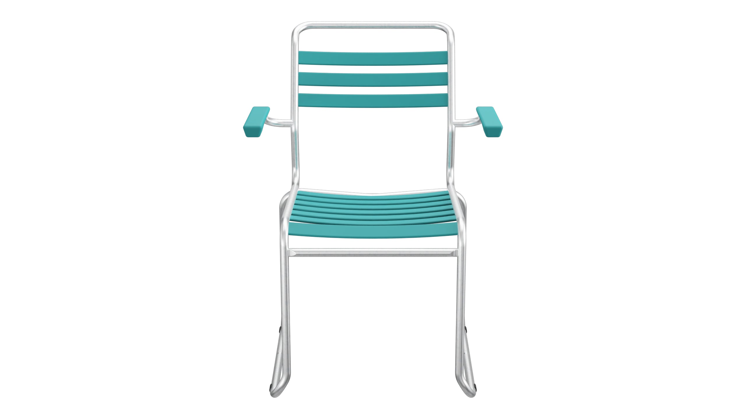 Säntis Lättli-Gartenstuhl mit Armlehne Kufen in Kaliblau präsentiert im Onlineshop von KAQTU Design AG. Gartenstuhl mit Armlehnen ist von Schaffner