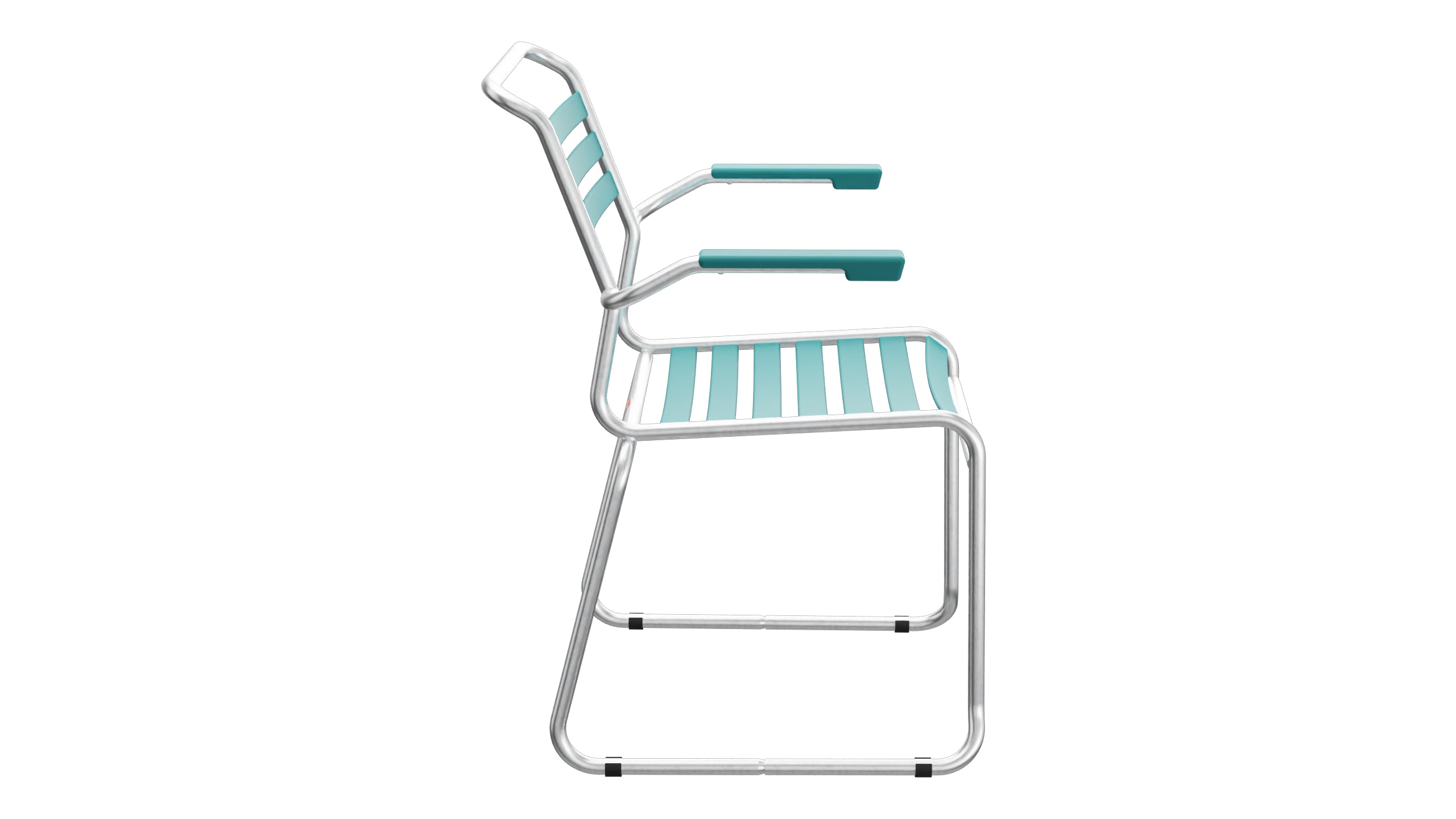 Säntis Lättli-Gartenstuhl mit Armlehne Kufen in Kaliblau präsentiert im Onlineshop von KAQTU Design AG. Gartenstuhl mit Armlehnen ist von Schaffner