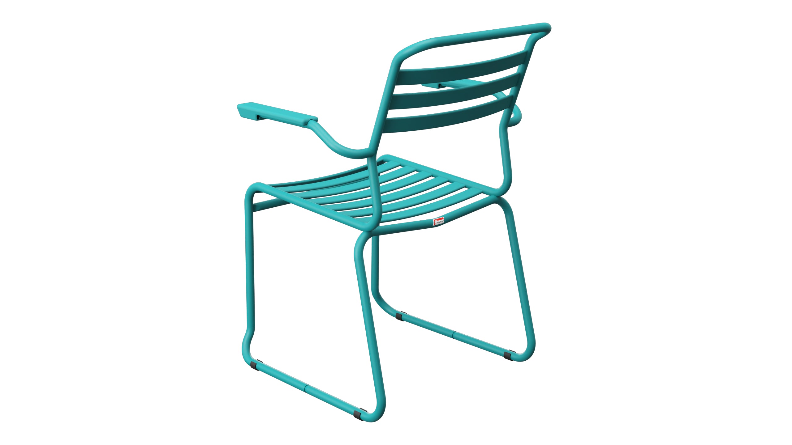 Säntis Lättli-Gartenstuhl mit Armlehne Kufen in Kaliblau präsentiert im Onlineshop von KAQTU Design AG. Gartenstuhl mit Armlehnen ist von Schaffner