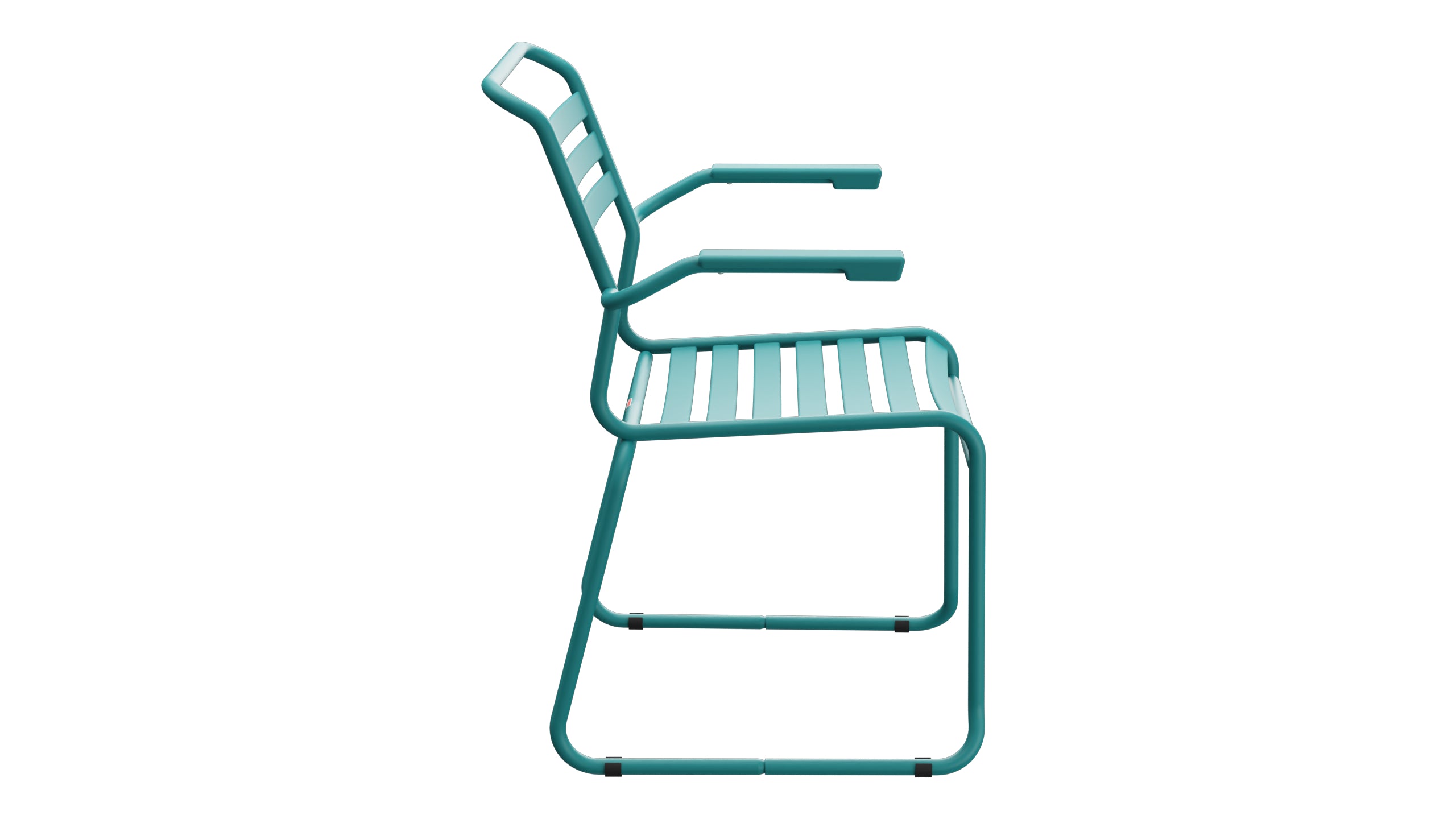 Säntis Lättli-Gartenstuhl mit Armlehne Kufen in Kaliblau präsentiert im Onlineshop von KAQTU Design AG. Gartenstuhl mit Armlehnen ist von Schaffner