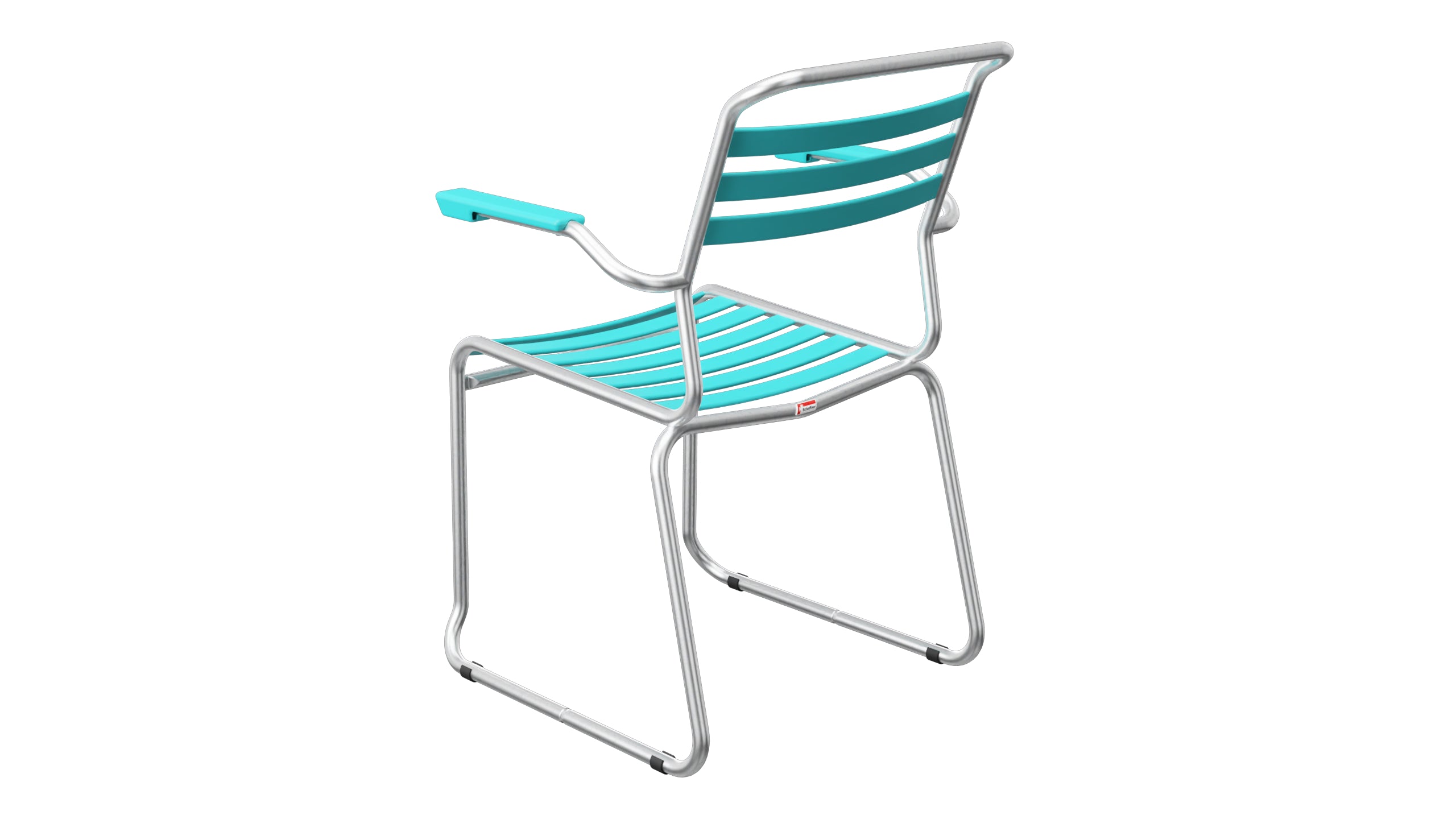 Säntis Lättli-Gartenstuhl mit Armlehne Kufen in Türkis präsentiert im Onlineshop von KAQTU Design AG. Gartenstuhl mit Armlehnen ist von Schaffner