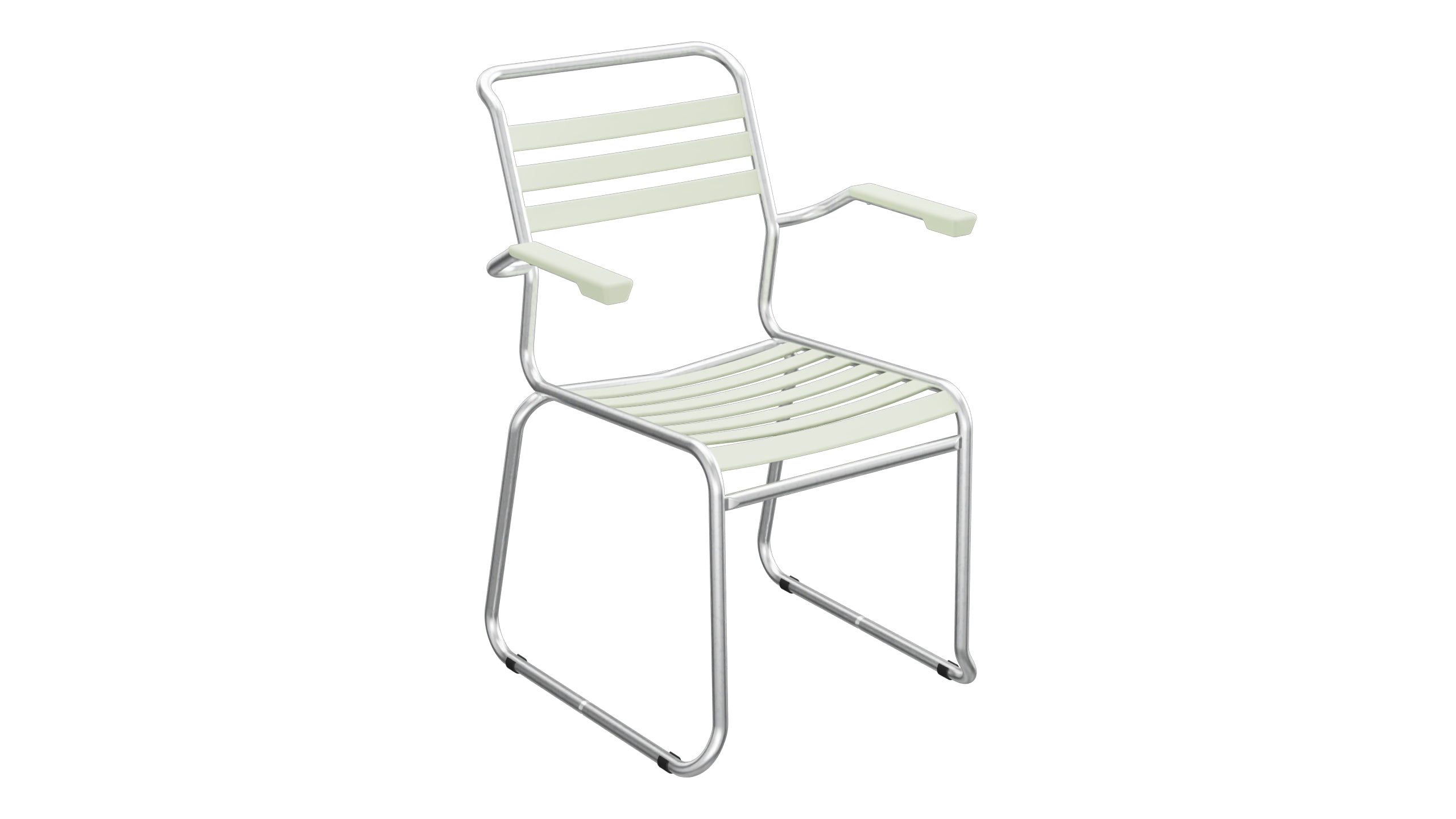 Säntis Lättli-Gartenstuhl mit Armlehne Kufen in Pastellgrün präsentiert im Onlineshop von KAQTU Design AG. Gartenstuhl mit Armlehnen ist von Schaffner