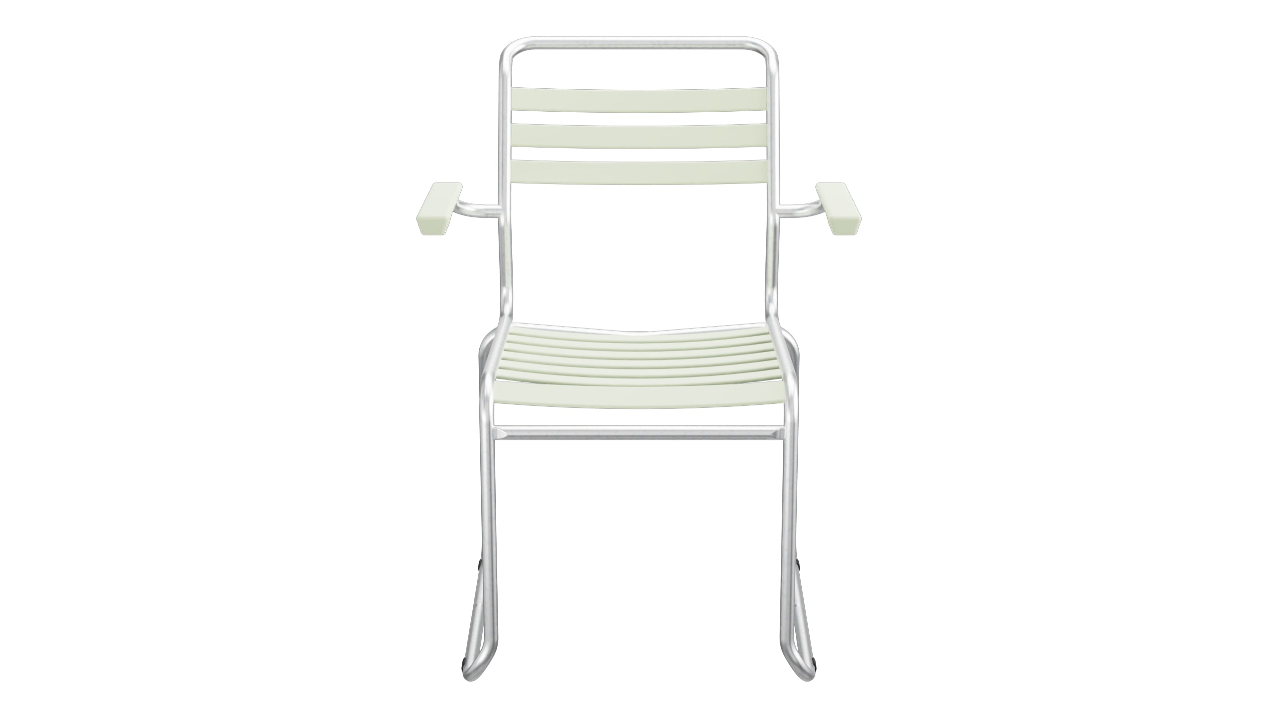 Säntis Lättli-Gartenstuhl mit Armlehne Kufen in Pastellgrün präsentiert im Onlineshop von KAQTU Design AG. Gartenstuhl mit Armlehnen ist von Schaffner