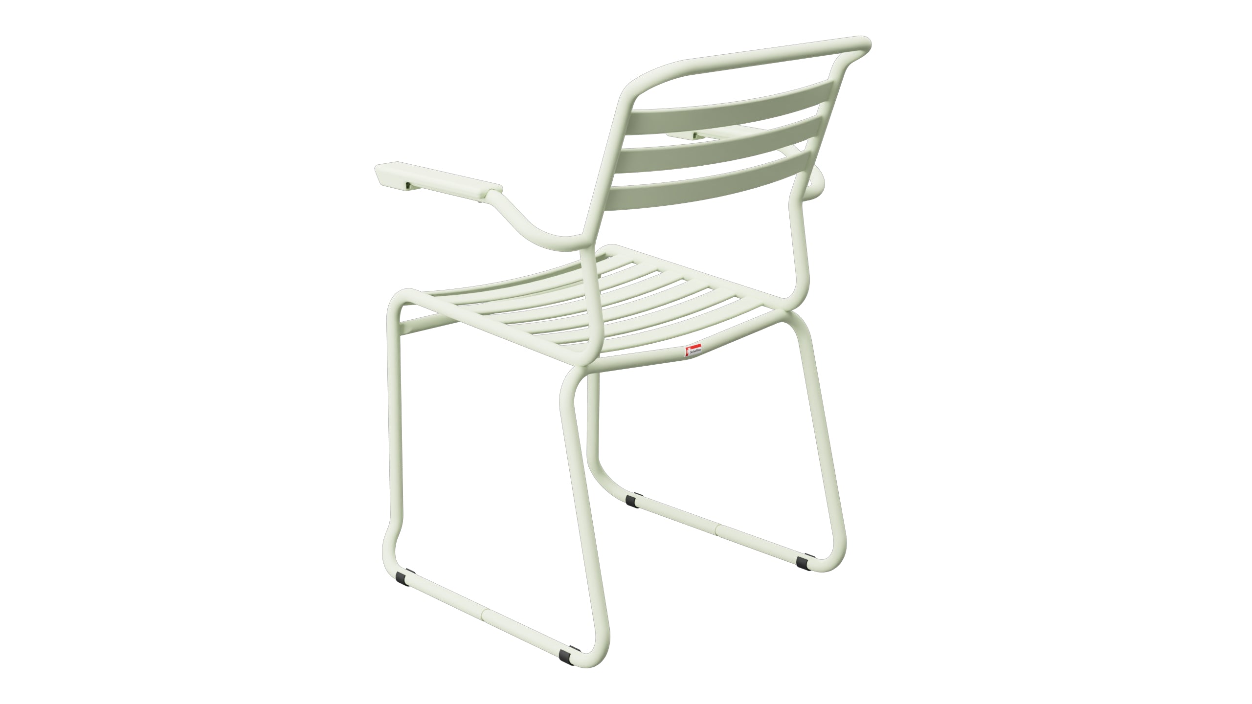 Säntis Lättli-Gartenstuhl mit Armlehne Kufen in Pastellgrün präsentiert im Onlineshop von KAQTU Design AG. Gartenstuhl mit Armlehnen ist von Schaffner