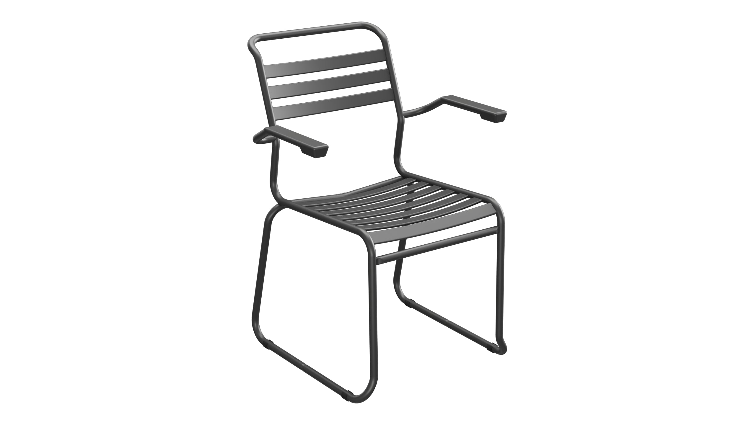 Säntis Lättli-Gartenstuhl mit Armlehne Kufen in Anthrazit präsentiert im Onlineshop von KAQTU Design AG. Gartenstuhl mit Armlehnen ist von Schaffner
