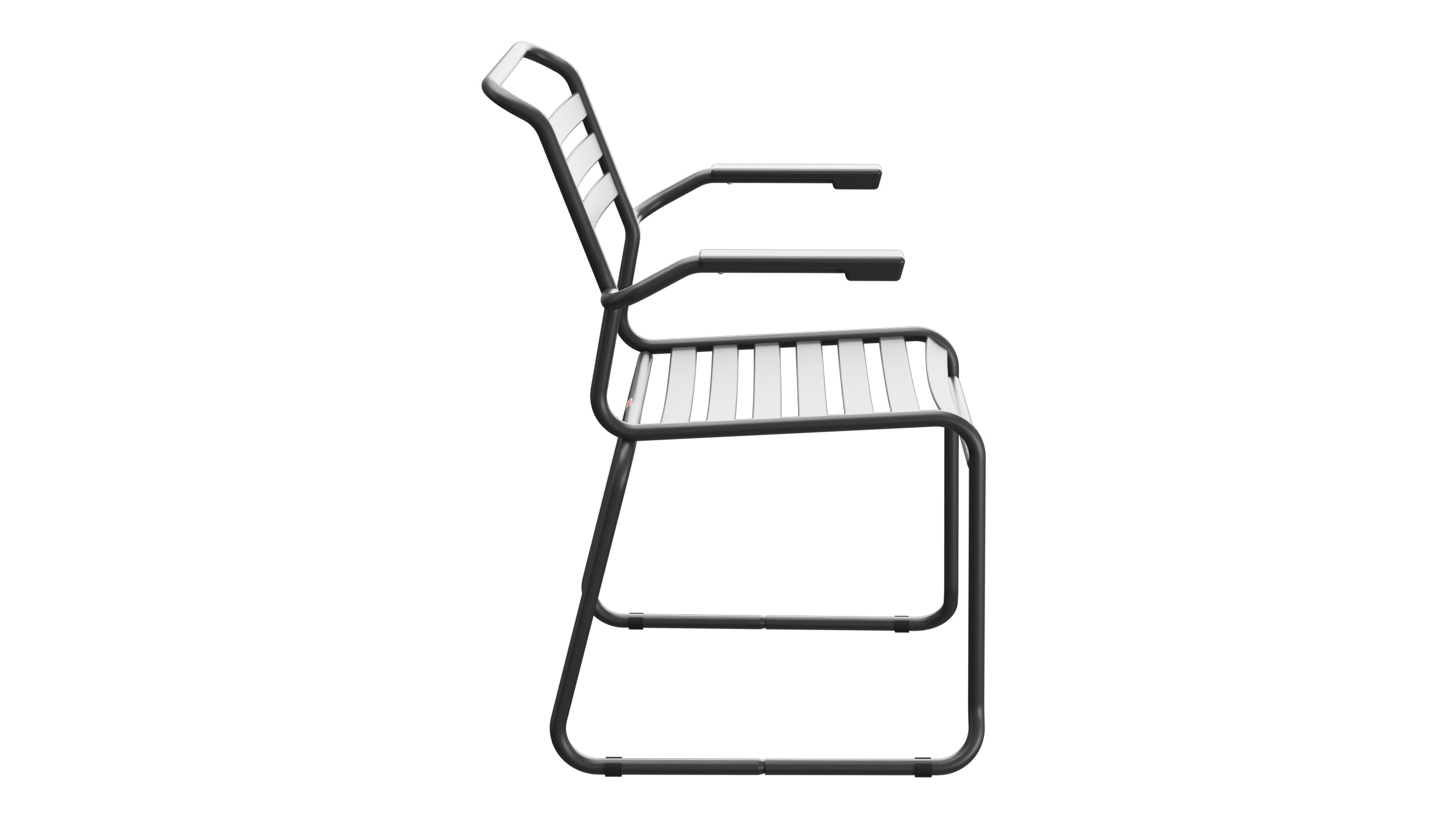 Säntis Lättli-Gartenstuhl mit Armlehne Kufen in Anthrazit präsentiert im Onlineshop von KAQTU Design AG. Gartenstuhl mit Armlehnen ist von Schaffner