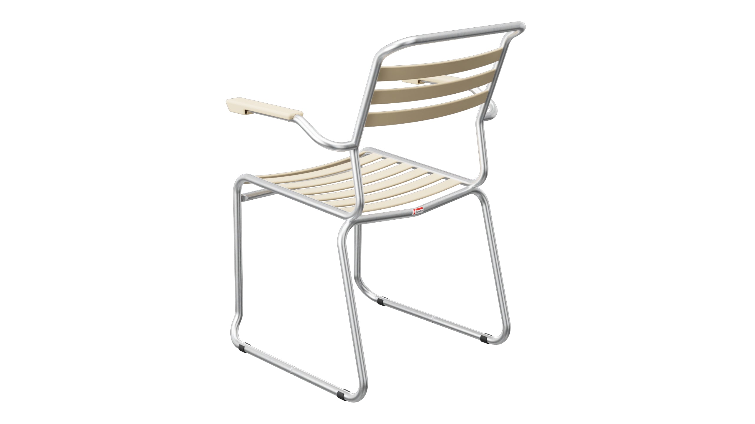 Säntis Lättli-Gartenstuhl mit Armlehne Kufen in Pastellbraun präsentiert im Onlineshop von KAQTU Design AG. Gartenstuhl mit Armlehnen ist von Schaffner