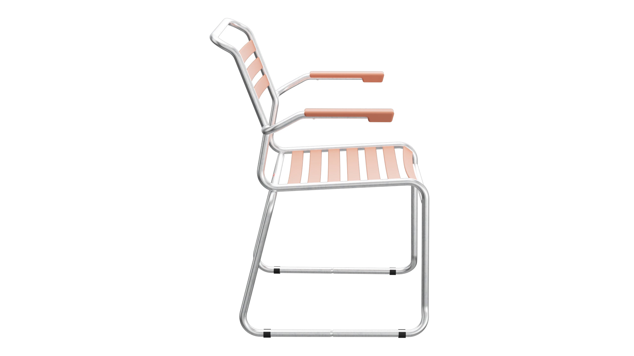 Säntis Lättli-Gartenstuhl mit Armlehne Kufen in Pastellterracotta präsentiert im Onlineshop von KAQTU Design AG. Gartenstuhl mit Armlehnen ist von Schaffner