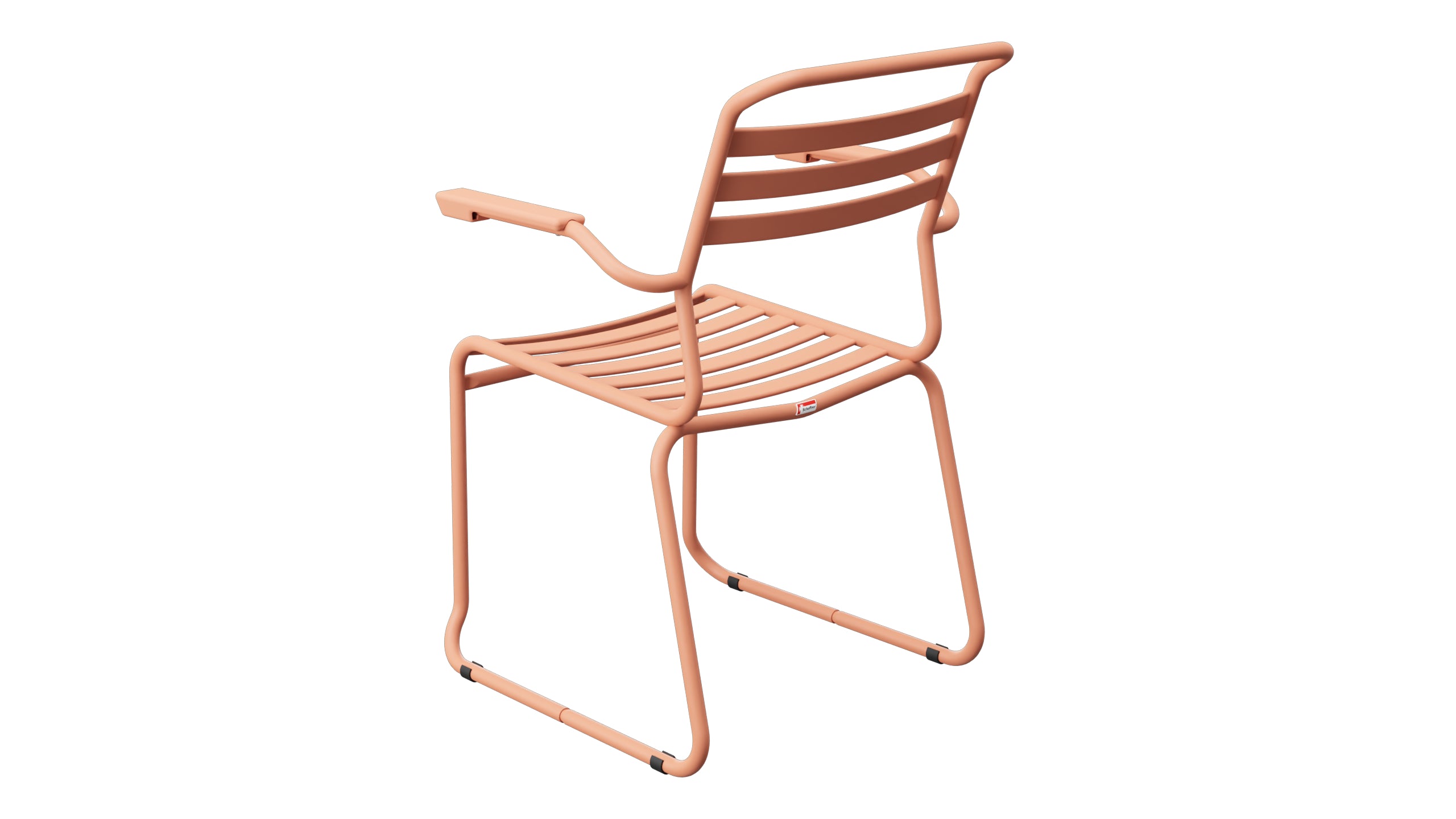 Säntis Lättli-Gartenstuhl mit Armlehne Kufen in Pastellterracotta präsentiert im Onlineshop von KAQTU Design AG. Gartenstuhl mit Armlehnen ist von Schaffner