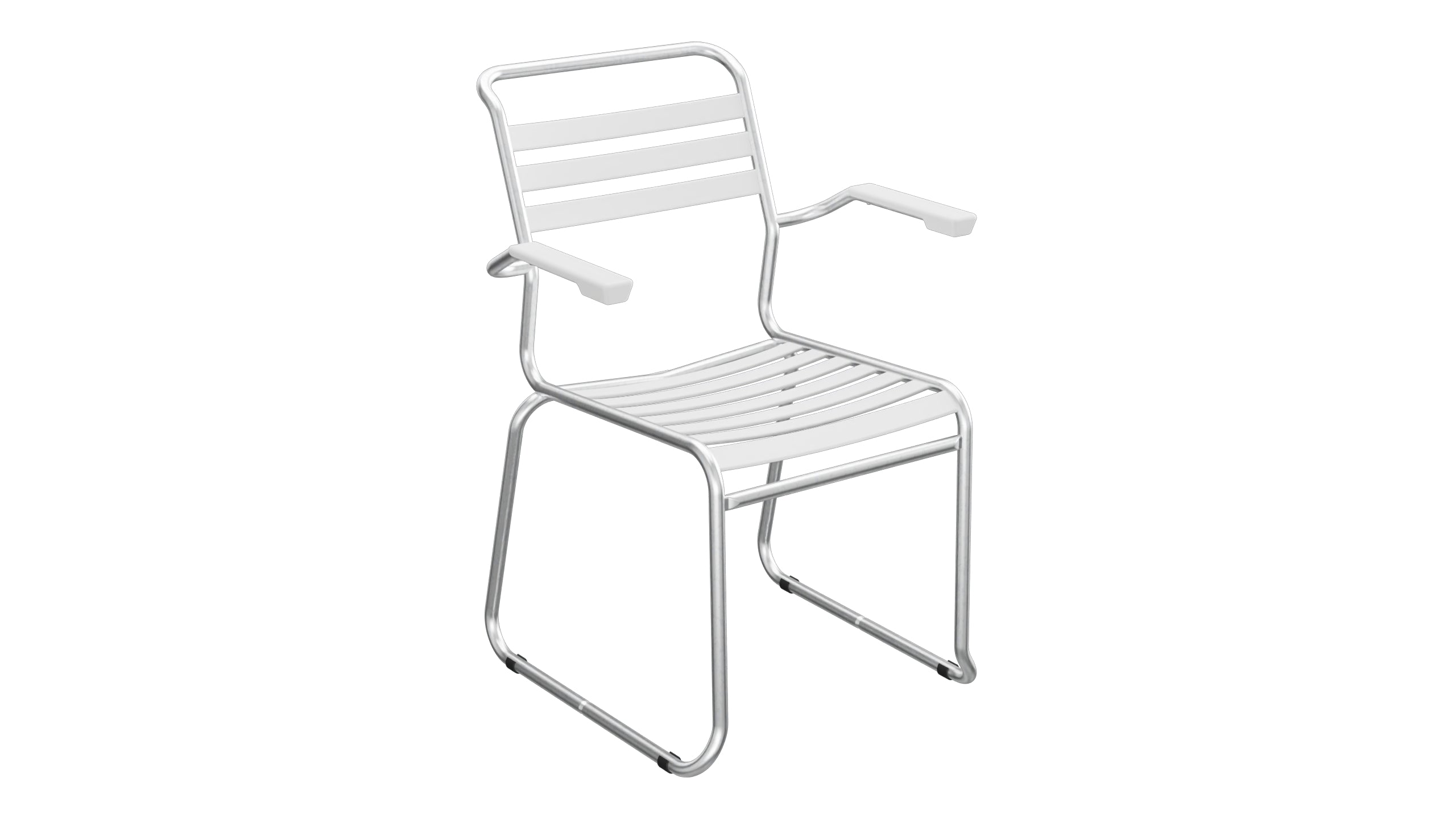 Säntis Lättli-Gartenstuhl mit Armlehne Kufen in Weiss präsentiert im Onlineshop von KAQTU Design AG. Gartenstuhl mit Armlehnen ist von Schaffner