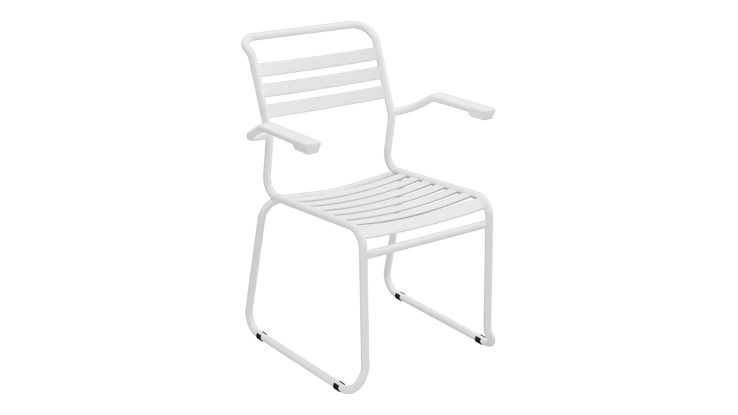 Säntis Lättli-Gartenstuhl mit Armlehne Kufen in Weiss präsentiert im Onlineshop von KAQTU Design AG. Gartenstuhl mit Armlehnen ist von Schaffner