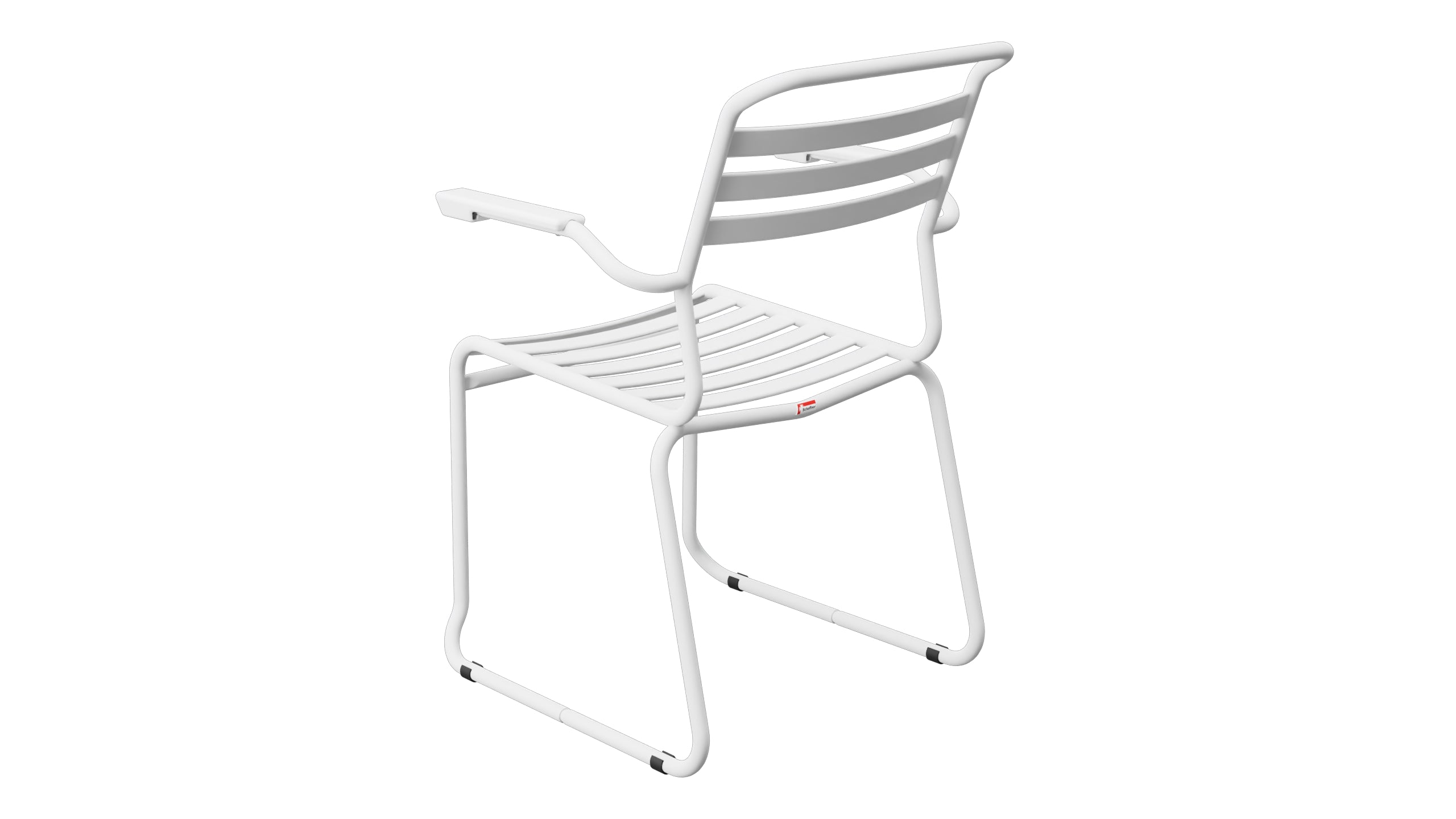 Säntis Lättli-Gartenstuhl mit Armlehne Kufen in Weiss präsentiert im Onlineshop von KAQTU Design AG. Gartenstuhl mit Armlehnen ist von Schaffner