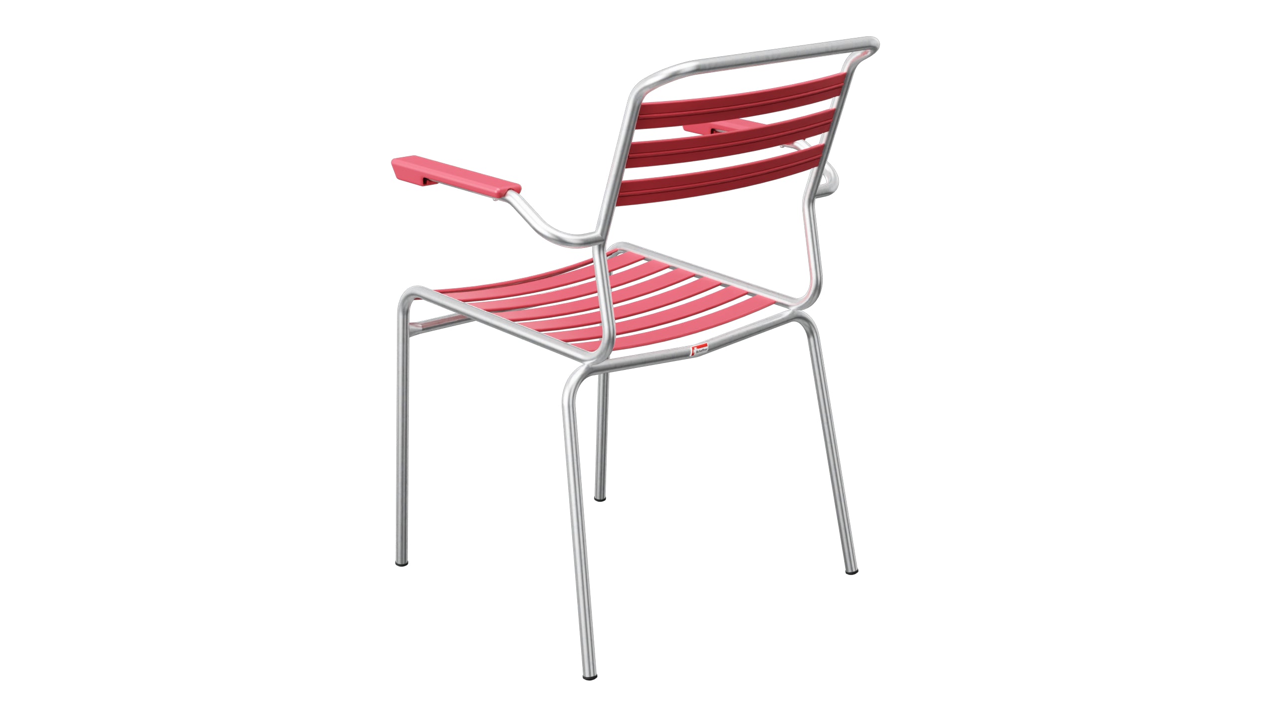 Säntis Lättli-Gartenstuhl mit Armlehne in Ahornrot präsentiert im Onlineshop von KAQTU Design AG. Gartenstuhl mit Armlehnen ist von Schaffner