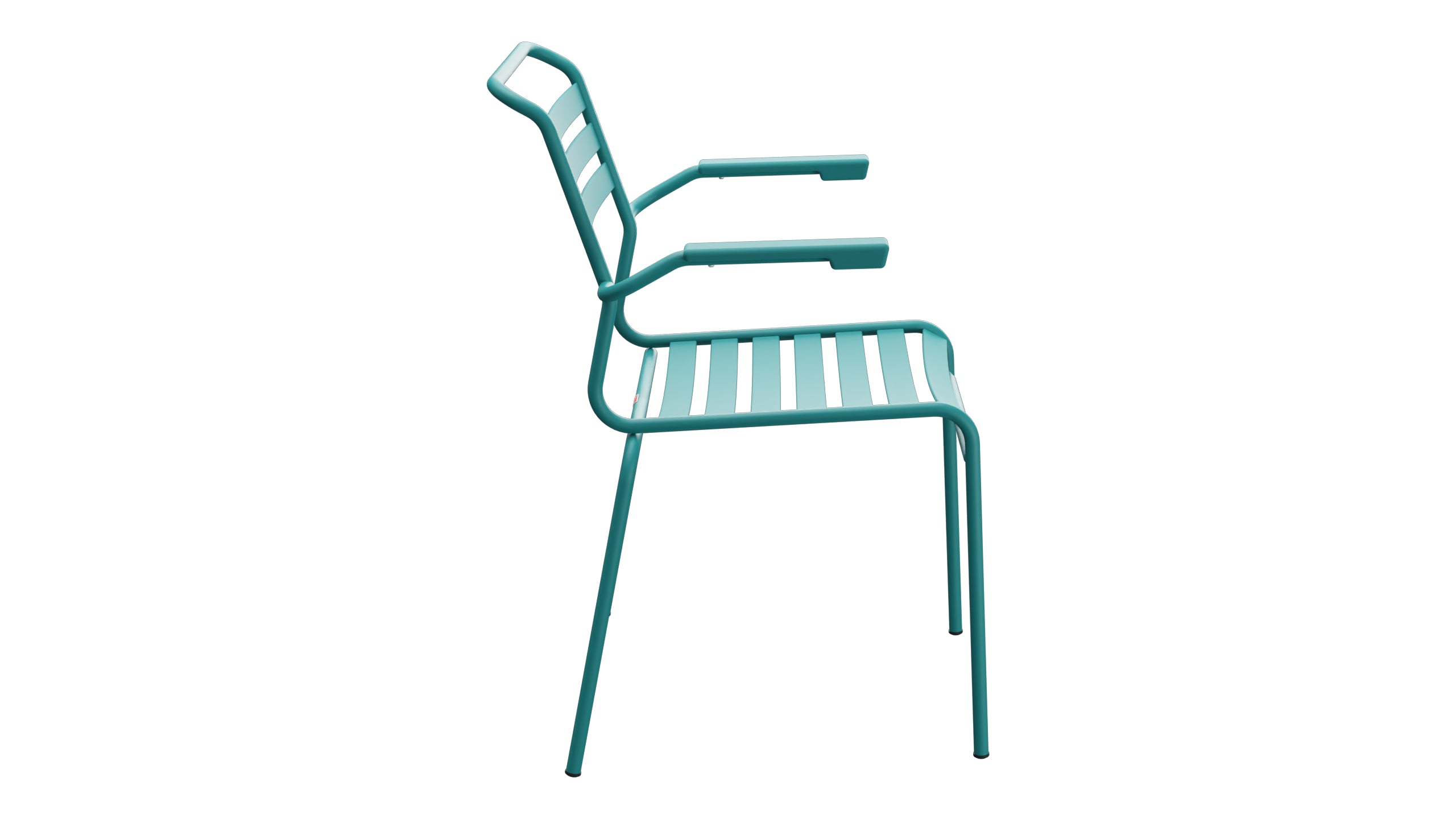 Säntis Lättli-Gartenstuhl mit Armlehne in Kaliblau präsentiert im Onlineshop von KAQTU Design AG. Gartenstuhl mit Armlehnen ist von Schaffner
