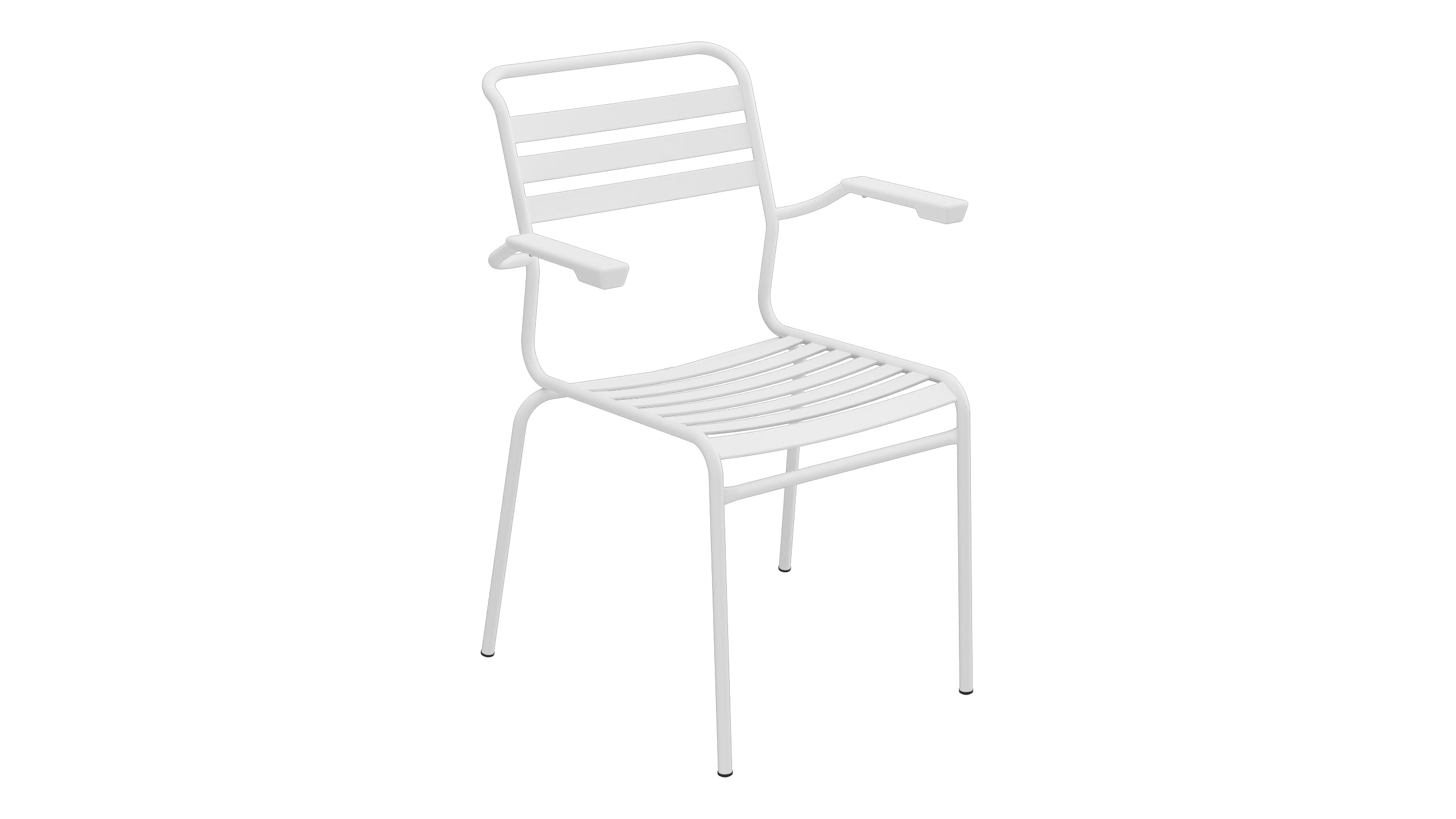 Säntis Lättli-Gartenstuhl mit Armlehne in Weiss präsentiert im Onlineshop von KAQTU Design AG. Gartenstuhl mit Armlehnen ist von Schaffner