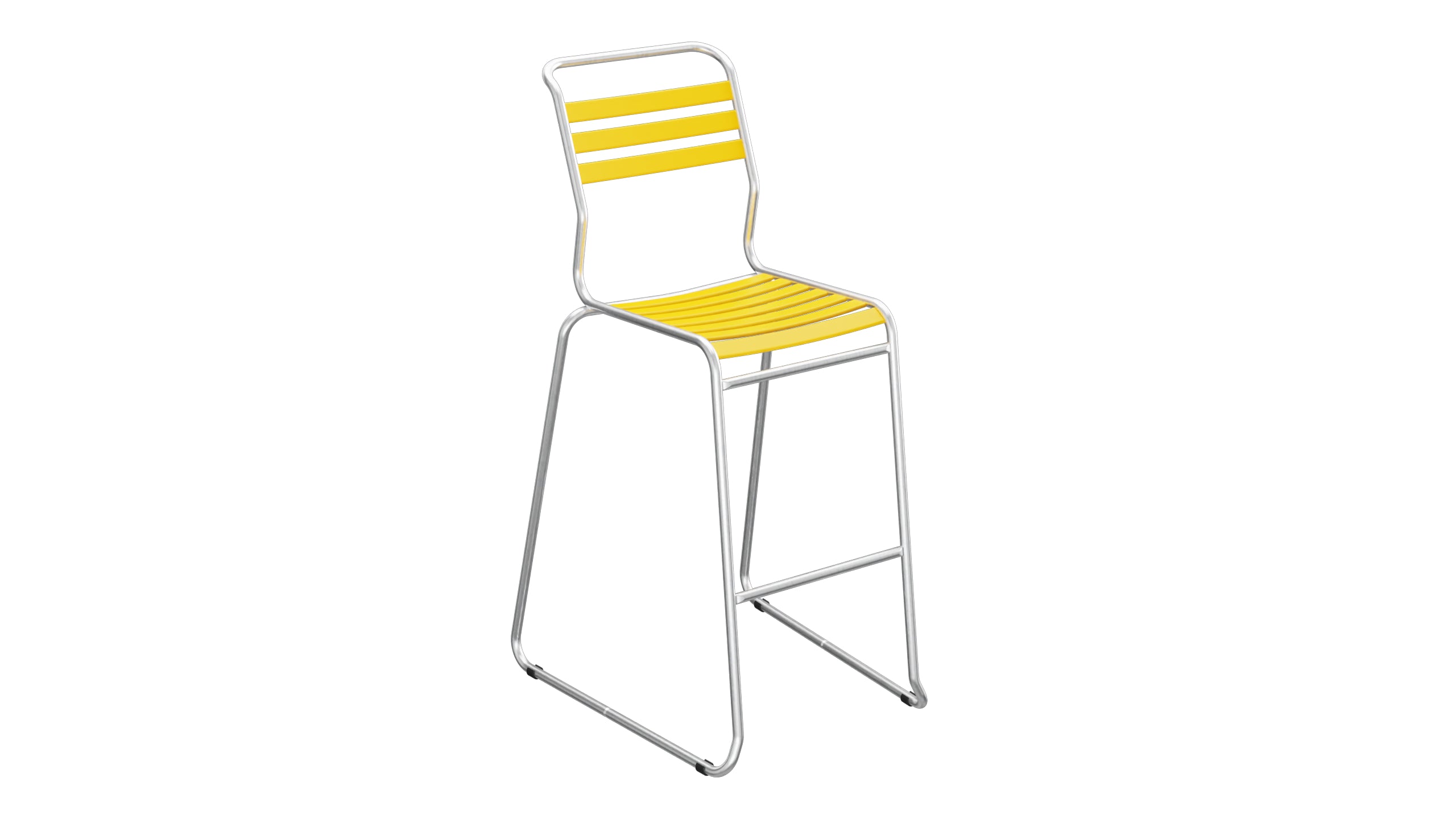 Säntis Lättli-Barstuhl ohne Armlehne Kufen in Gelb präsentiert im Onlineshop von KAQTU Design AG. Outdoor-Barstuhl ist von Schaffner