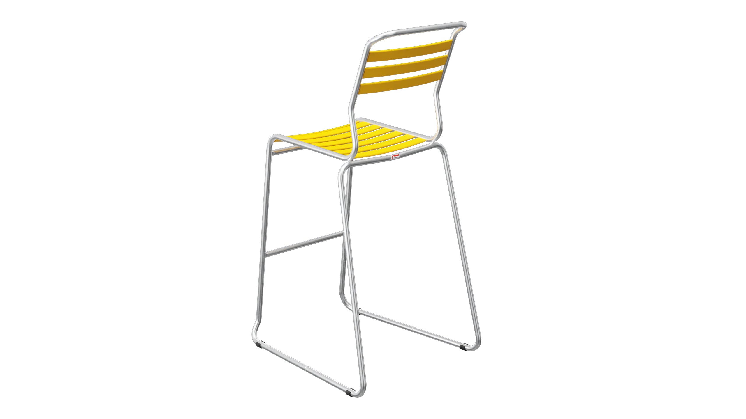 Säntis Lättli-Barstuhl ohne Armlehne Kufen in Gelb präsentiert im Onlineshop von KAQTU Design AG. Outdoor-Barstuhl ist von Schaffner