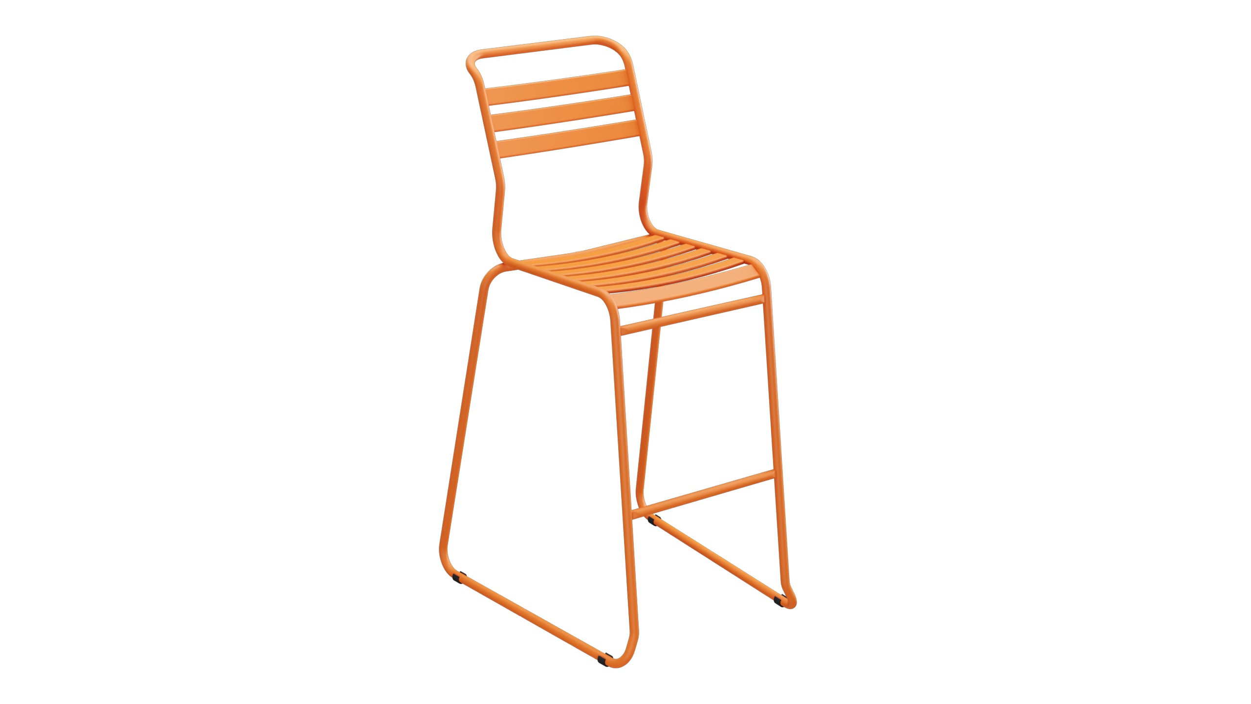 Säntis Lättli-Barstuhl ohne Armlehne Kufen in Orange präsentiert im Onlineshop von KAQTU Design AG. Outdoor-Barstuhl ist von Schaffner