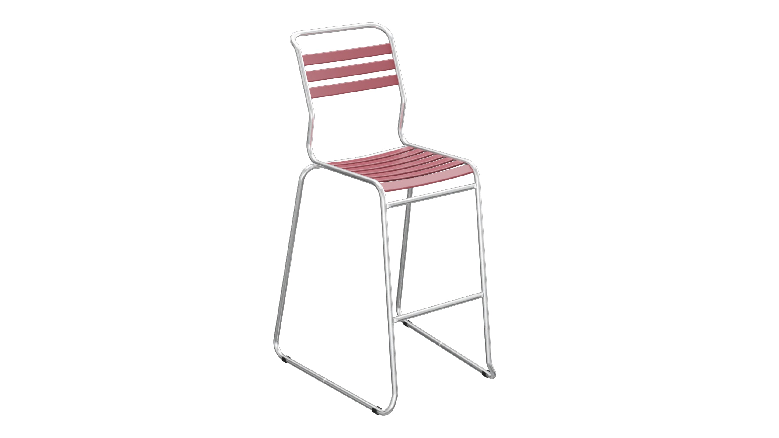 Säntis Lättli-Barstuhl ohne Armlehne Kufen in Bordeaux präsentiert im Onlineshop von KAQTU Design AG. Outdoor-Barstuhl ist von Schaffner