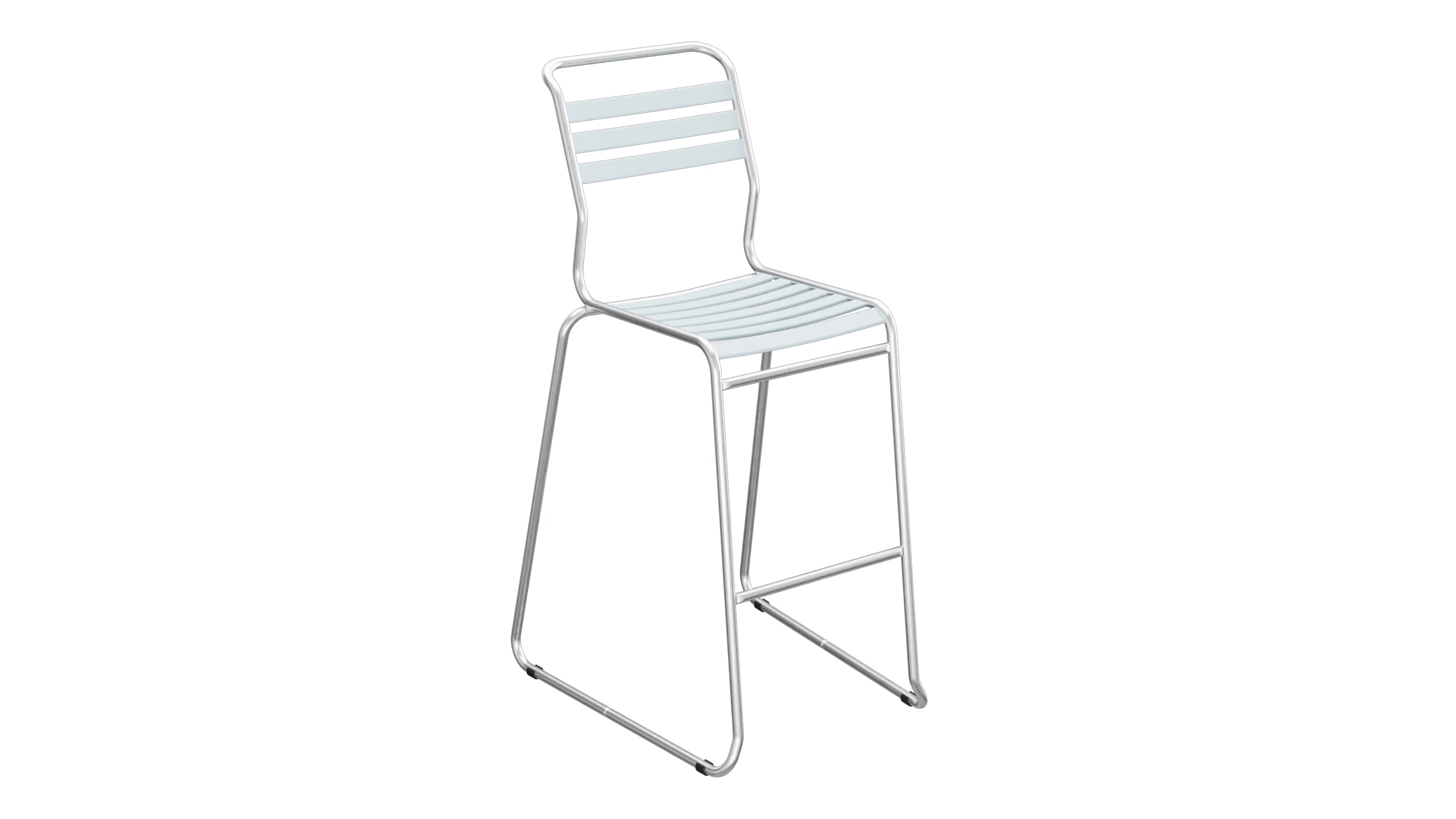 Säntis Lättli-Barstuhl ohne Armlehne Kufen in Pastellblau präsentiert im Onlineshop von KAQTU Design AG. Outdoor-Barstuhl ist von Schaffner