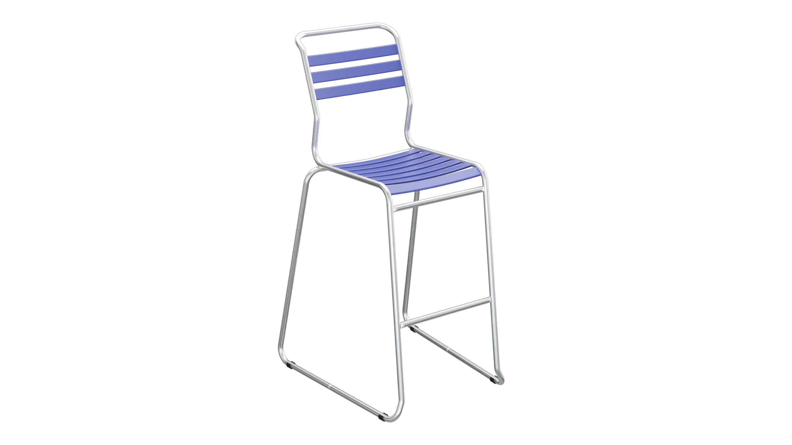 Säntis Lättli-Barstuhl ohne Armlehne Kufen in Blau präsentiert im Onlineshop von KAQTU Design AG. Outdoor-Barstuhl ist von Schaffner